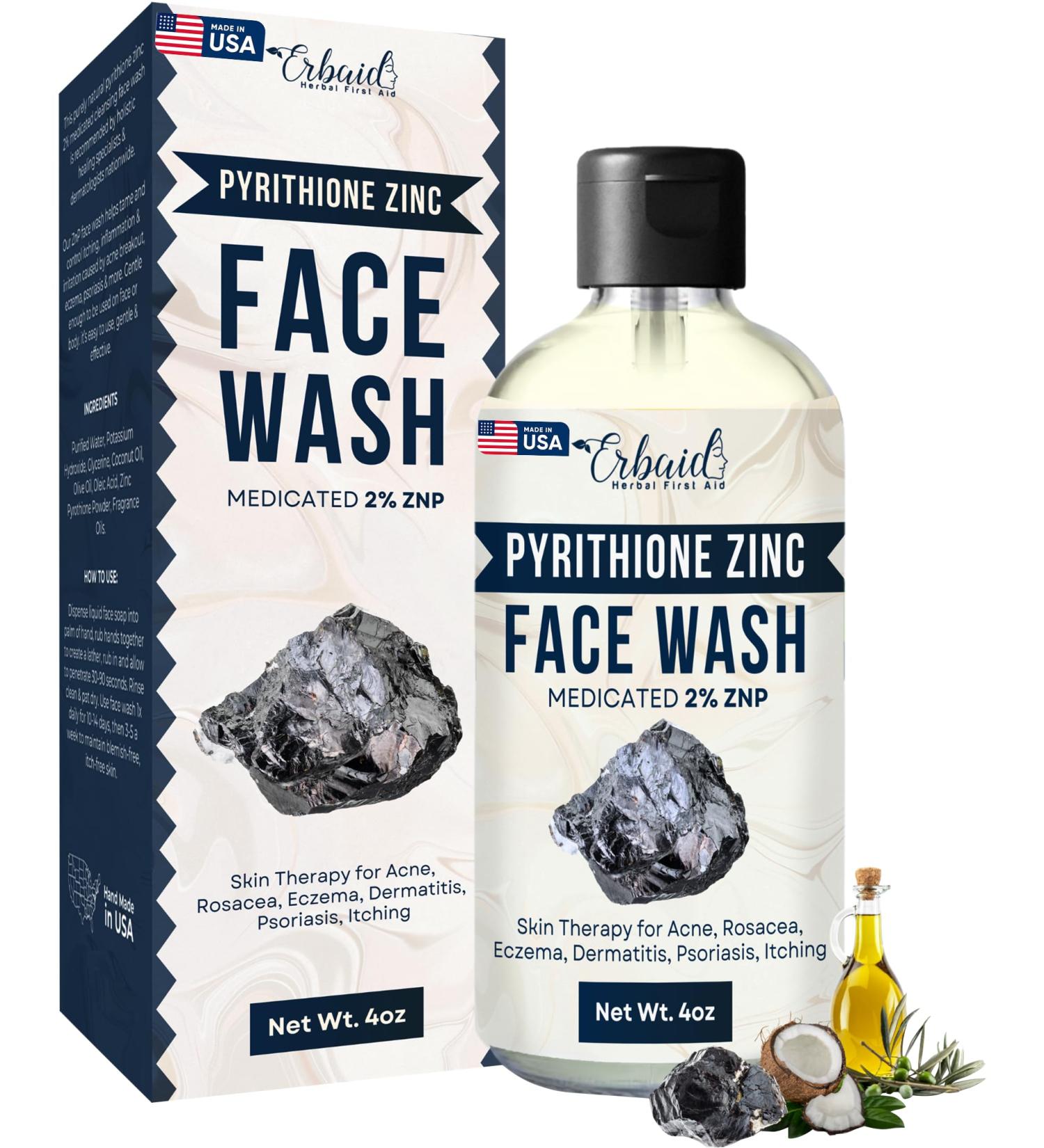 Pyrithione Zinc Face Wash | 2% ZnP Skin Therapy for Acne Eczema & Rosacea | Made in USA | Cleansing & Calming Body Cleanser - Buy Online on GoSupps.com