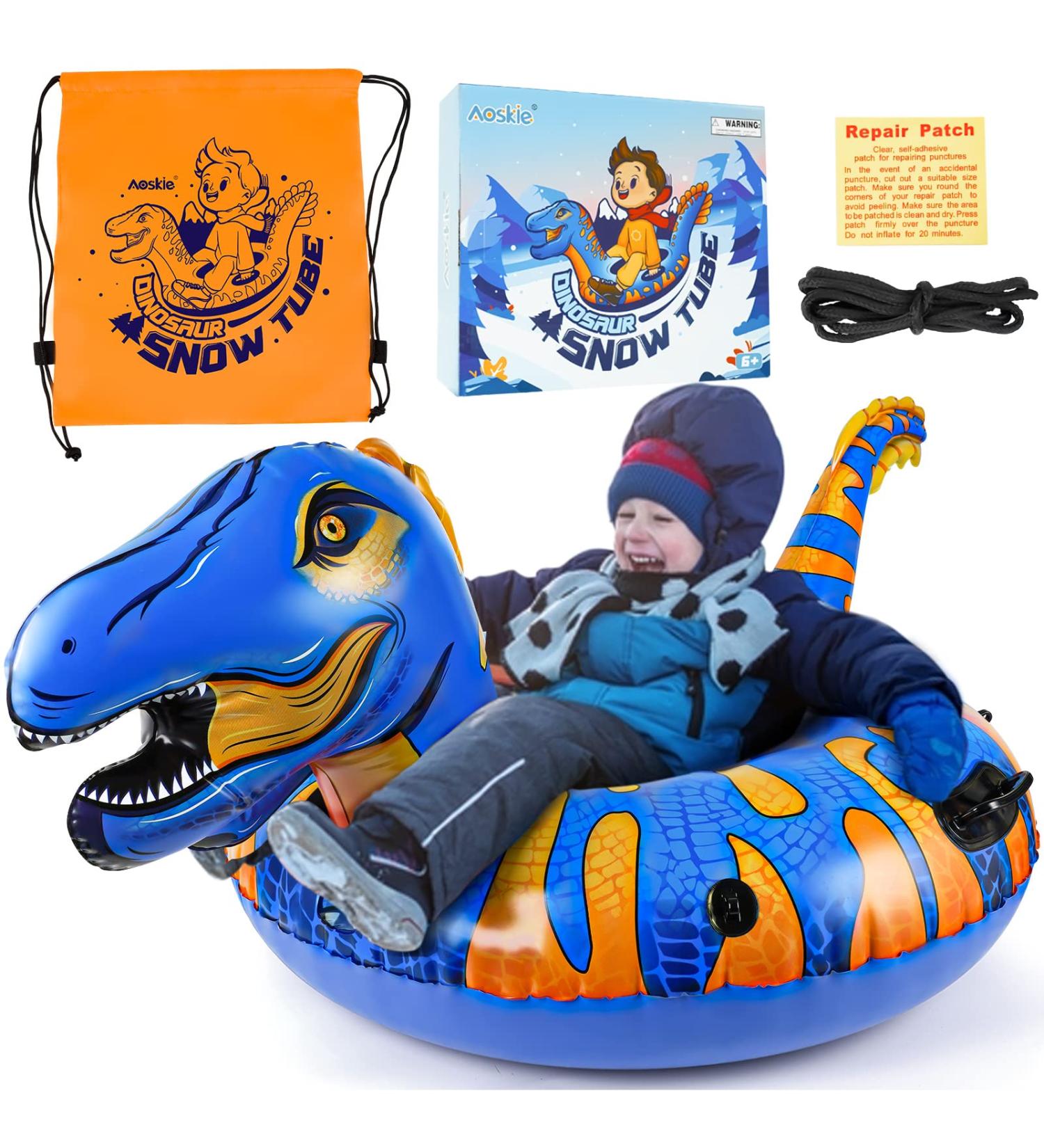 Aoskie Dinosaur Snow Tube - Heavy Duty Inflatable Sled for Outdoor Sledding | Double-Layered Bottom | Winter Fun for Kids and Adults - Buy Online on GoSupps.com