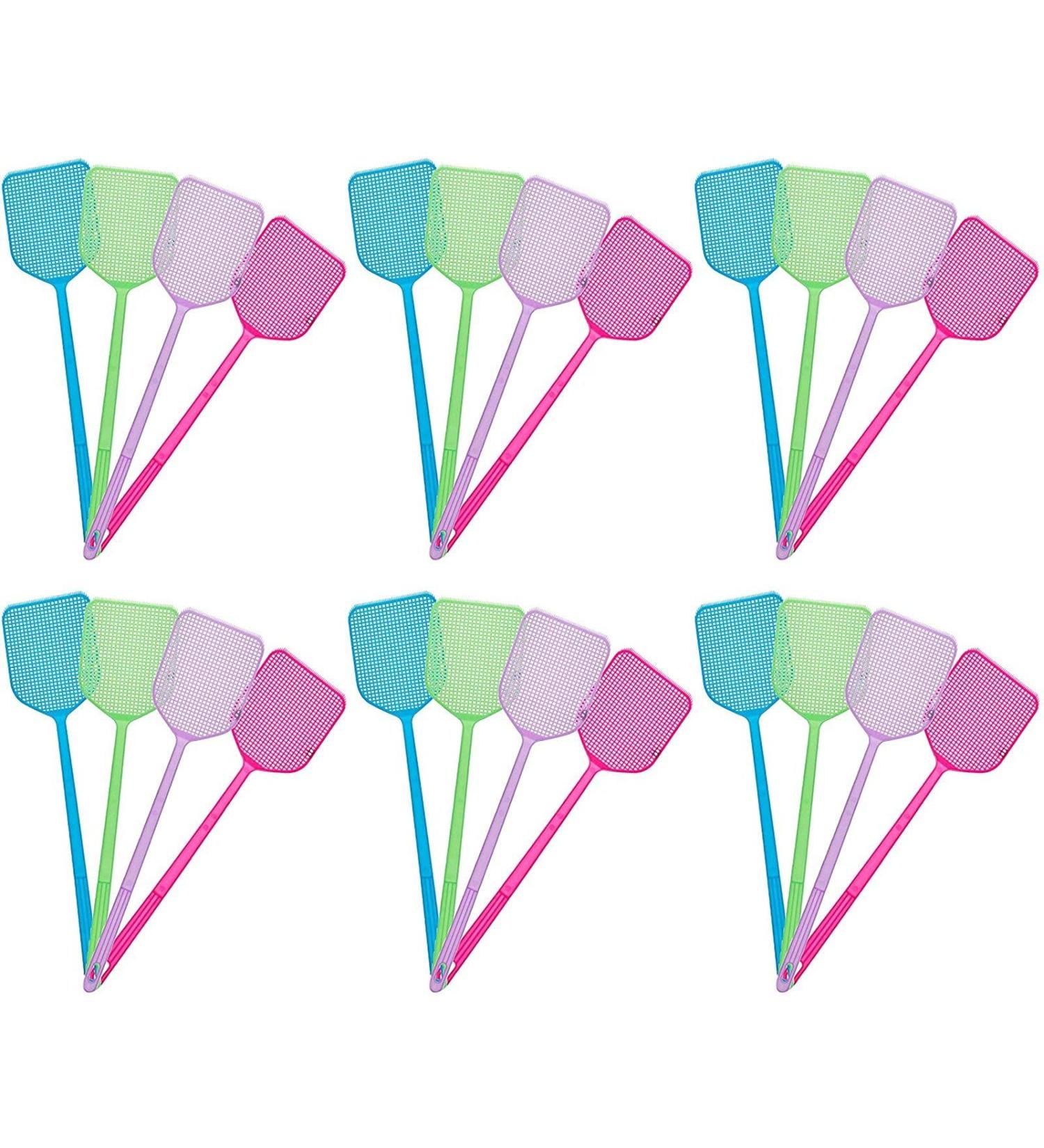 Okuna Outpost Plastic Fly Swatters Bug Flies Swatter Set in 4 Colors (4.5 x 17.5 in 24 Pack) - Buy Online on GoSupps.com