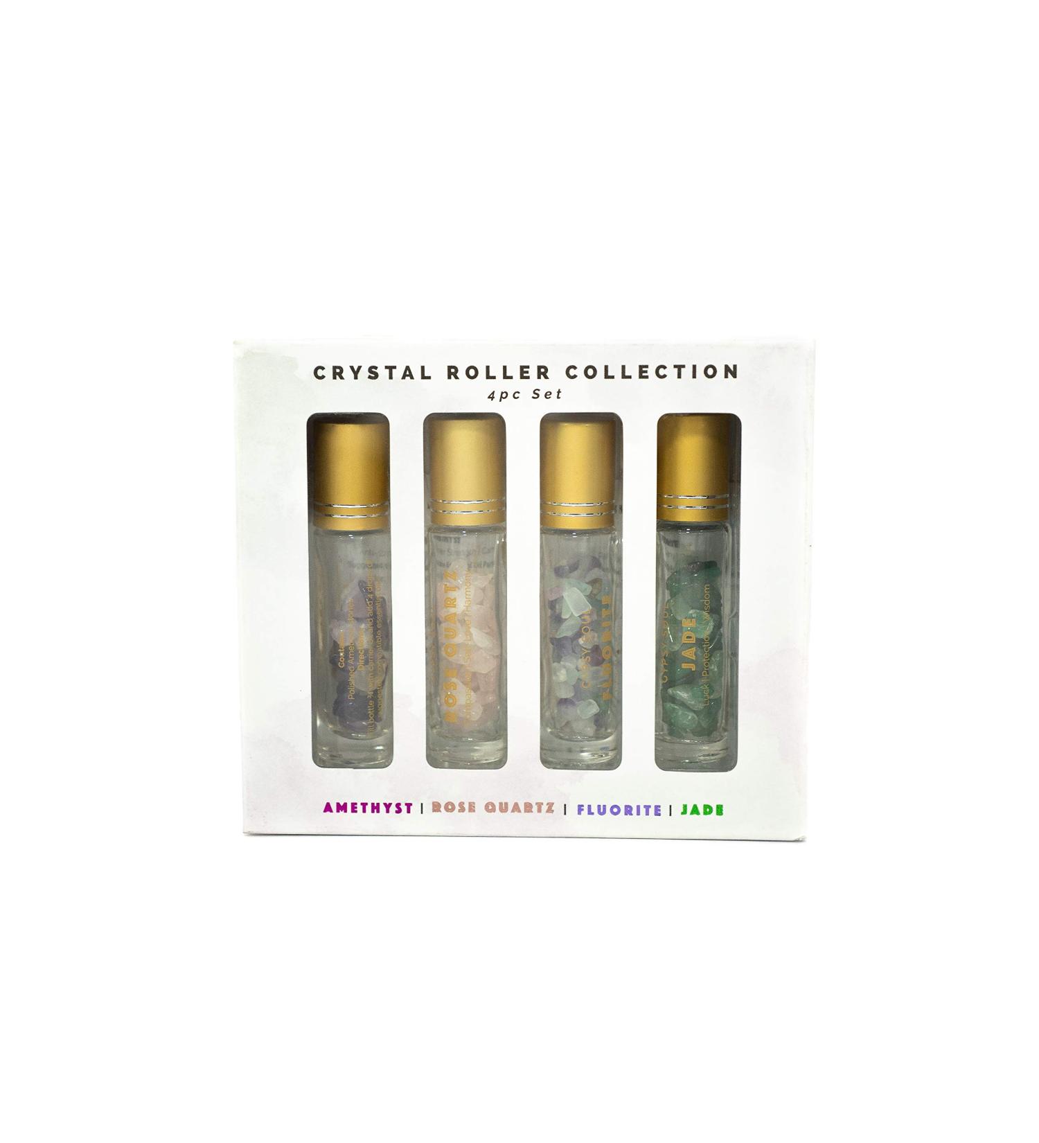 Buy Gypsy Soul Crystal Roller Collection - Essential Oil Glass Bottles Set of 4 (Amethyst Rose Quartz Fluorite Jade) | International Shipping Available - Buy Online on GoSupps.com
