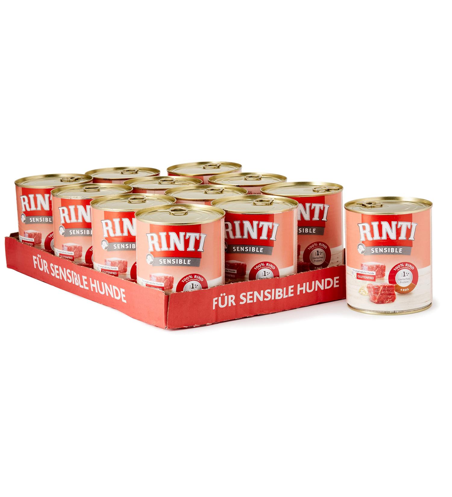 Rinti Dog Food Sensitive Beef & Rice 800g - Pack of 12 | Premium Nutrition for Sensitive Dogs - International Shipping Available - Buy Online on GoSupps.com