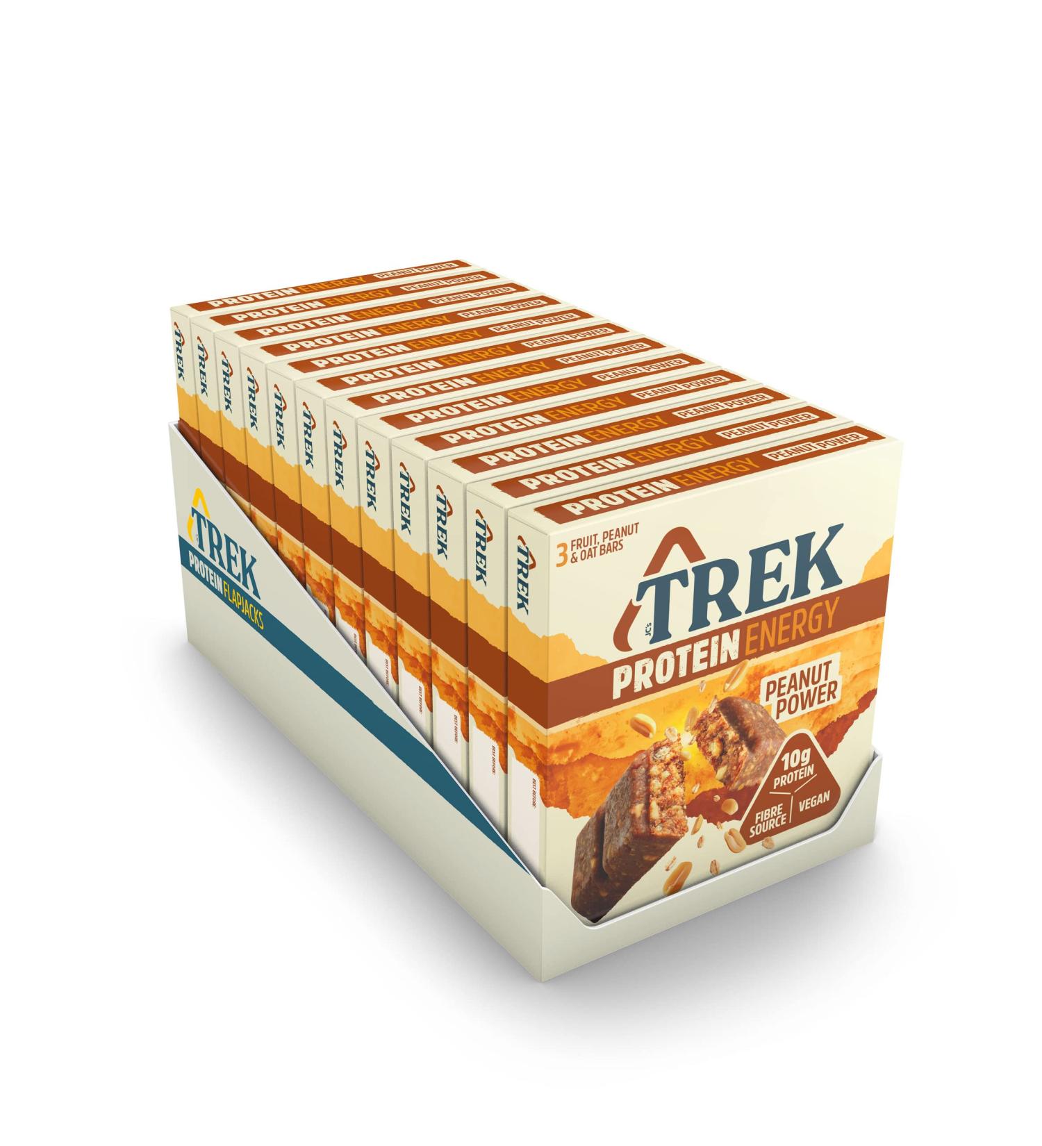 TREK Peanut Power High Protein Energy Bar - Plant Based - Gluten Free - Natural Ingredients - 55g x 36 bars Peanut Power single - Buy Online on GoSupps.com