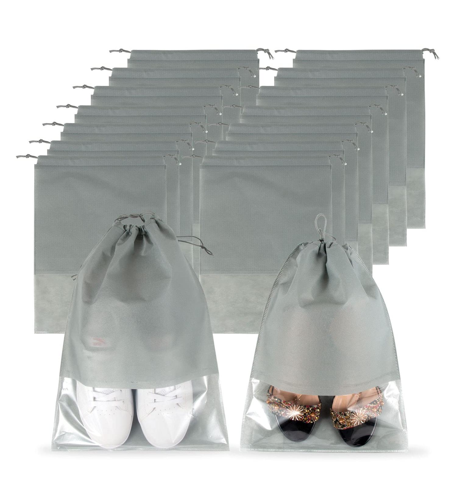 18 PCS Travel Shoe Bags - Drawstring Storage Organizers for Men and Women - Dustproof & Waterproof Grey Shoe Bags - Buy Online on GoSupps.com
