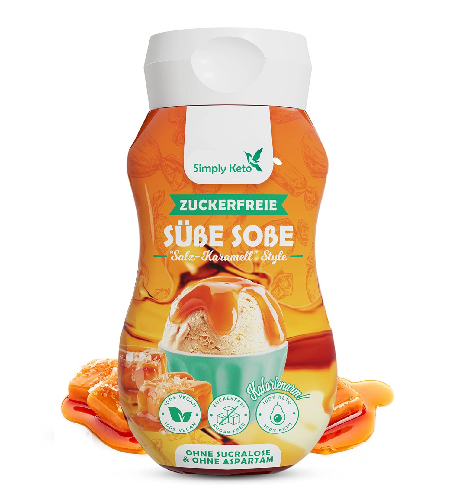 Simply Keto Dessert Sauce - Sugar-Free Salted Caramel Flavor | Low Carb 1g Net Carbs 7 kcal/100g | Aspartame & Sucralose Free - 350ml - Buy Online on GoSupps.com