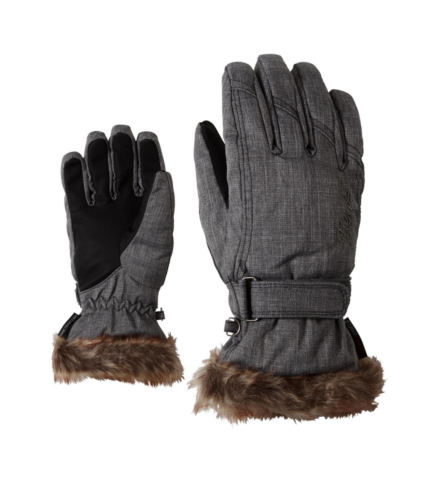 Ziener women's ski gloves / winter sports warm breathable Kim 801117 8.5 grey melange