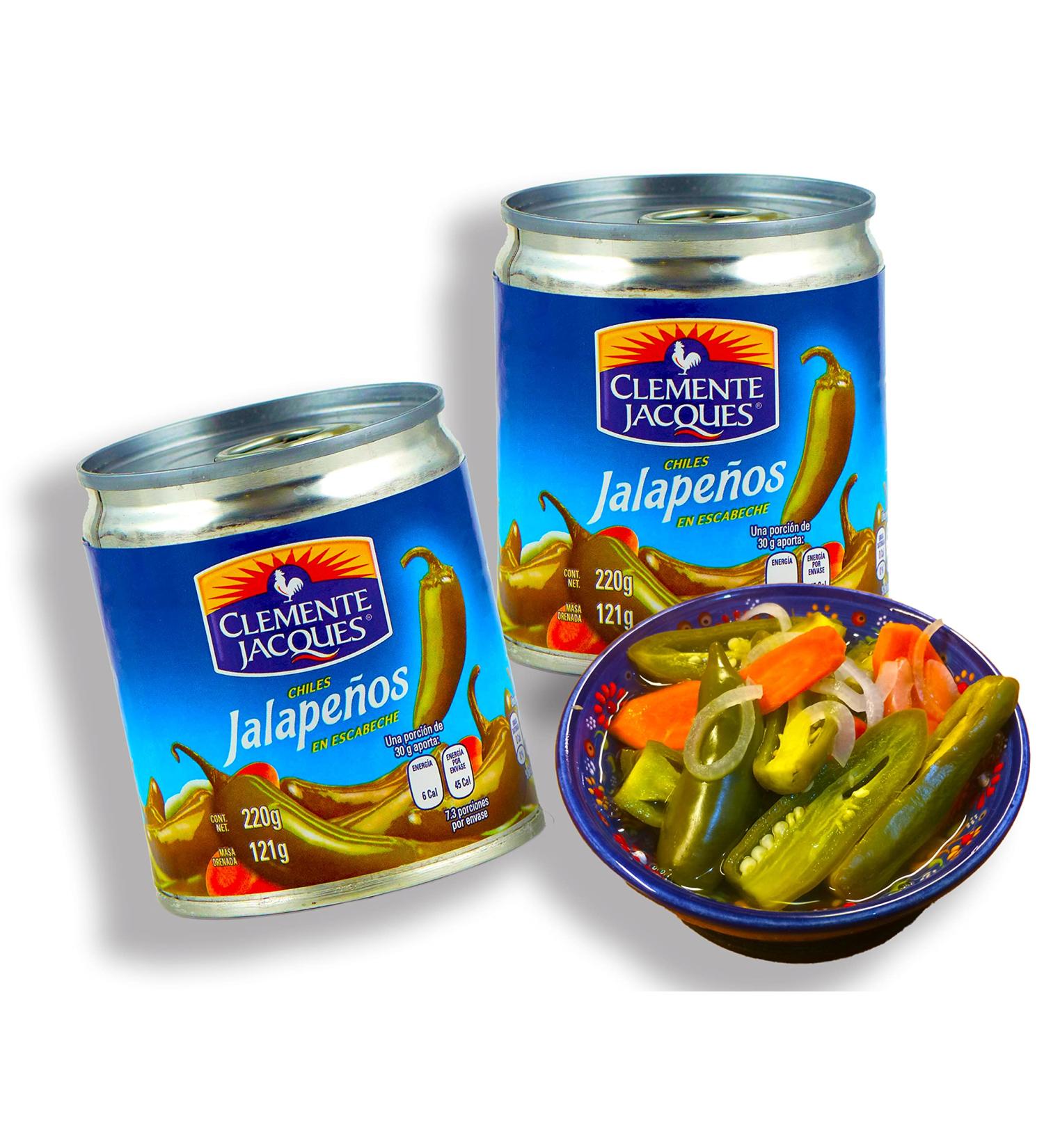 Jalapenos Chilli Pods - Pack of 2 | 220g Sharp Whole Pods from Mexico | Clemente Jacques - Buy Online on GoSupps.com