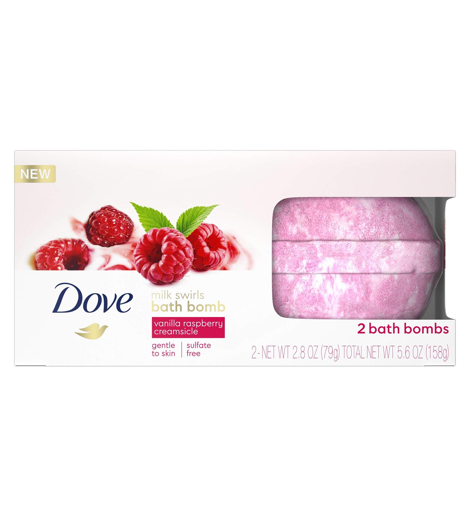Dove Vanilla Raspberry Creamsicle Bath Bombs 2.8 oz (Twin Pack) - Luxury Bath Fizzies - Buy Online on GoSupps.com