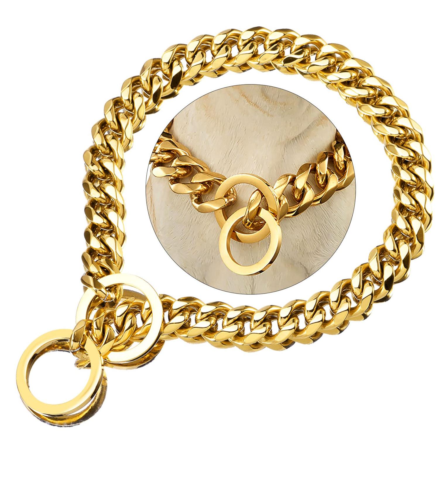 Fully Welded 18K Gold Dog Collar Heavy Duty Choke Cuban Dog Chain for Large Dogs Strong Stainless Steel Links Slip Chain Training Collar (24inch(Fit 20 -22 Dog s Neck) Wide:15mm-18K Gold Plated) 24inch(Fit 20 -22 Dog s Neck) Wide:15mm-18k Gold Plated - Buy Online on GoSupps.com