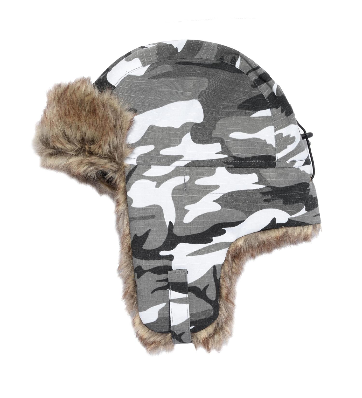 Igloosbuilt Boy's Camo Twill Trapper Hat with Faux Fur - White Camo S/M - Buy Online on GoSupps.com
