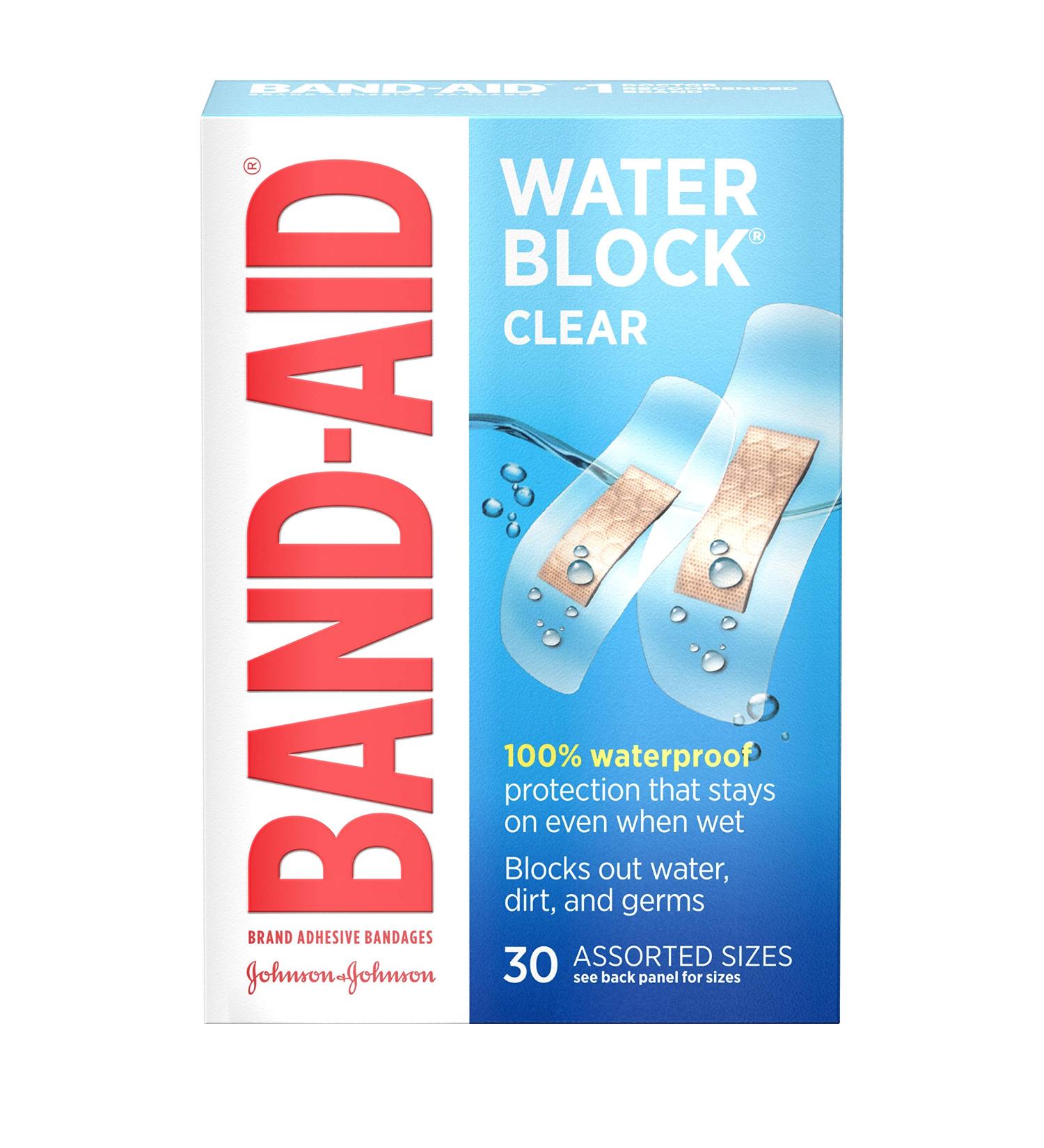 Band-Aid Brand Water Block Clear Waterproof Adhesive Bandages - 30 ct - Assorted Sizes - Buy Online on GoSupps.com