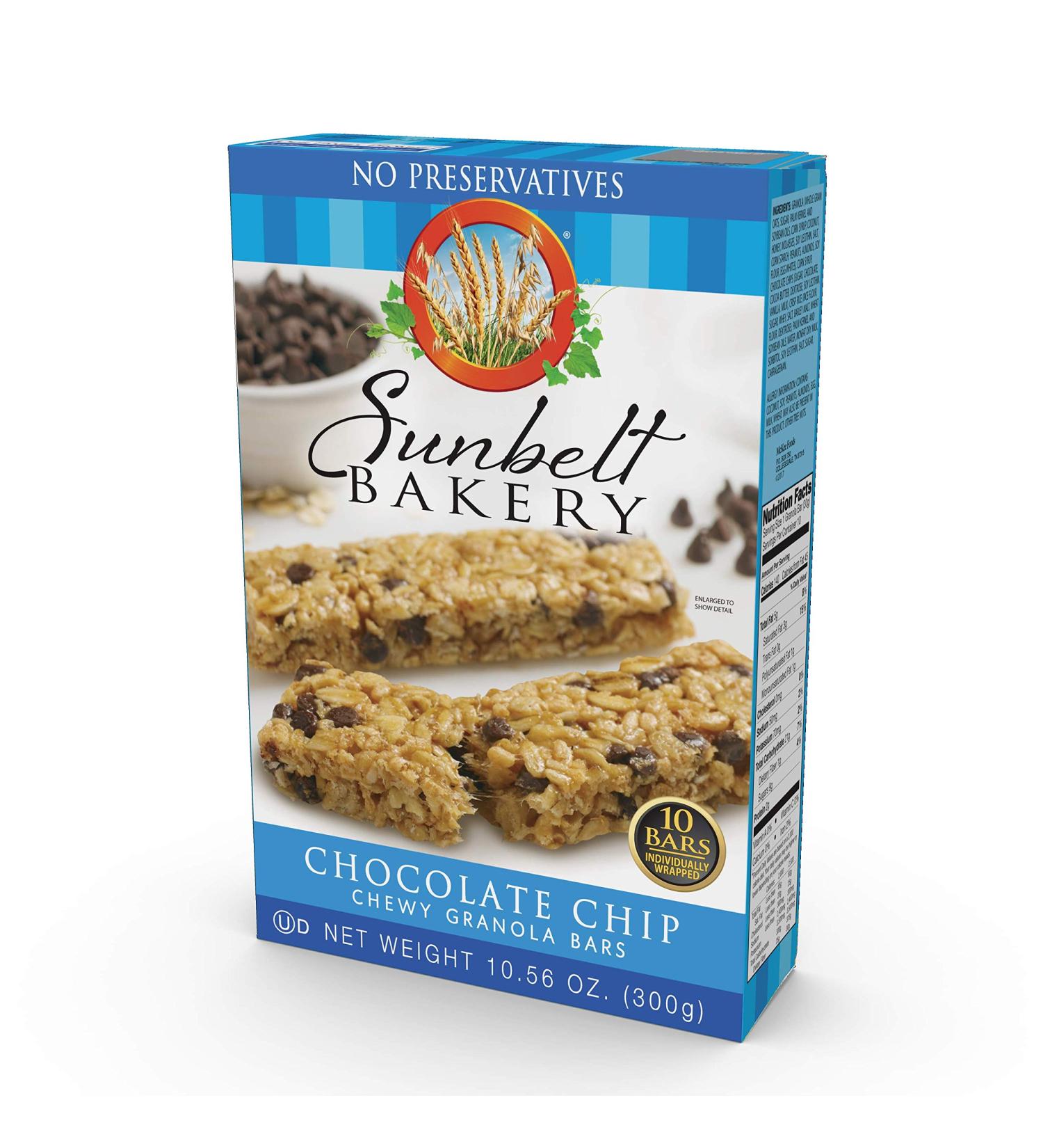 Sunbelt Bakery Chocolate Chip Chewy Granola Bars 1.1 oz - 120 Count (12 Boxes) | Bulk Pack of 12 Bars | Delicious Snack for On-the-Go - Buy Online on GoSupps.com