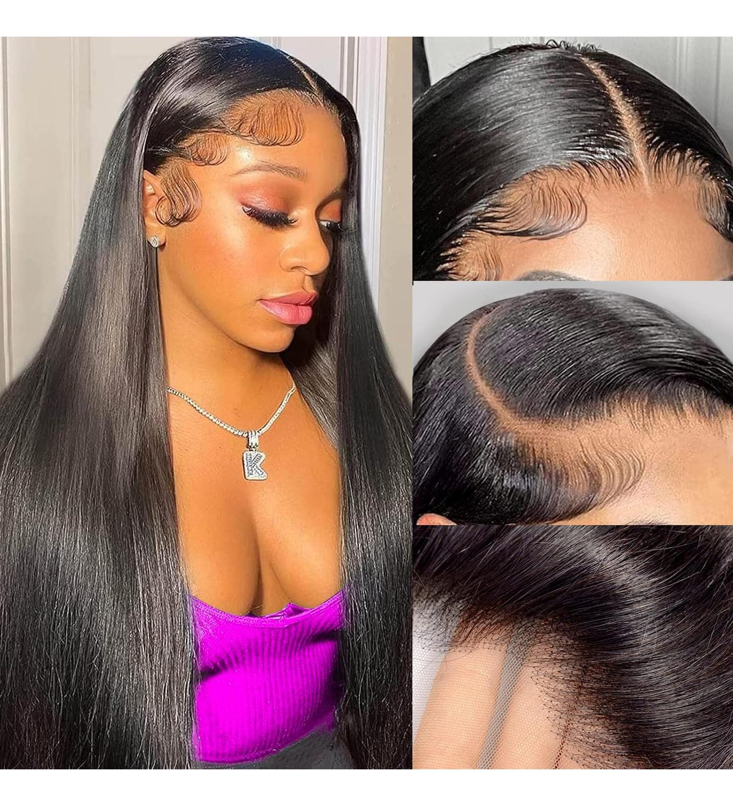 20 Inch Brazilian Virgin Human Hair Lace Front Wig for Black Women - Natural Color, 180 Density, Pre Plucked, 13X6 HD Lace Frontal with Baby Hair - Straight Full Lace Wig - Buy Online on GoSupps.com