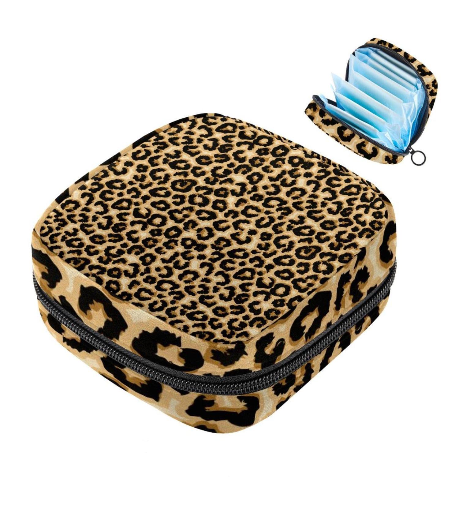Leopard Pattern Napkin Storage Bag - Portable Period Bag for Women Teens & Girls | Menstrual Cups & Breastfeeding Pillow Organizer - Buy Online on GoSupps.com