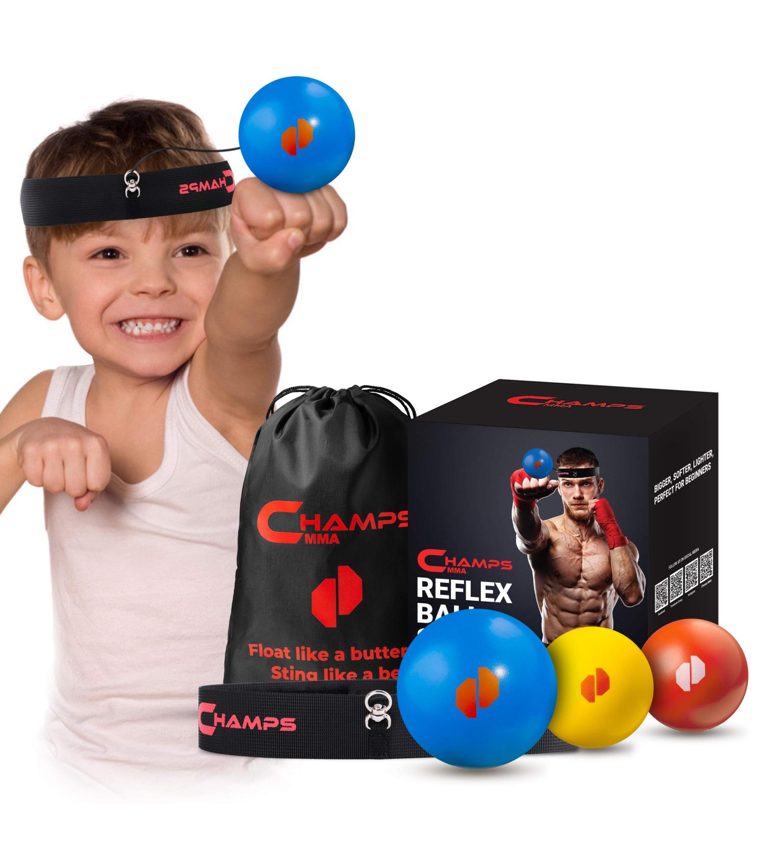 CHAMPS MMA Boxing Reflex Ball - Improve Reaction Speed and Coordination - Training Equipment for Home - MMA and Boxing Gear for Kids - Buy Online on GoSupps.com