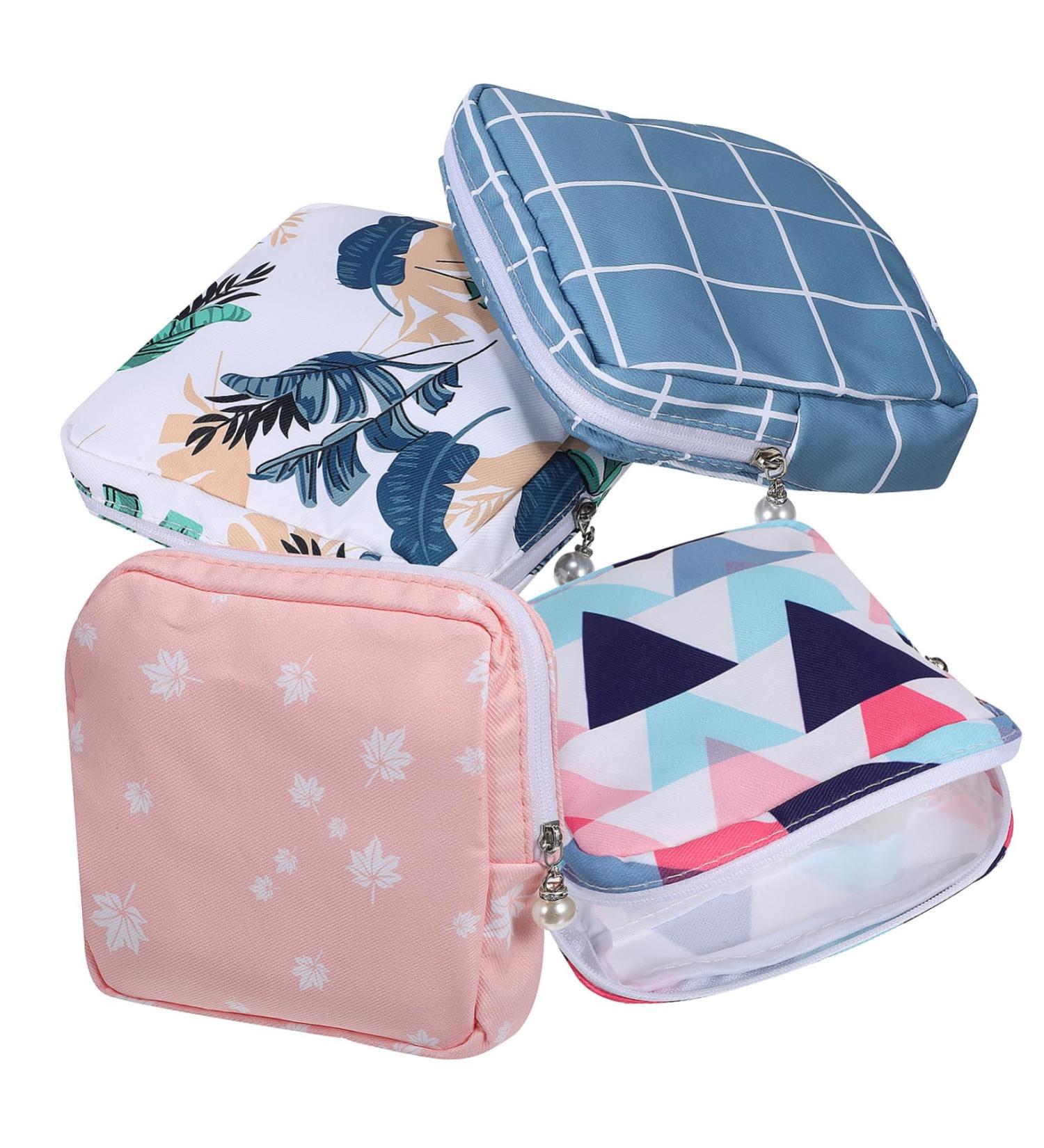 Soesfoufu 4-Pack Women's Travel Storage Bags | Bandage Breastfeeding & Sanitary Towel Organizer | Essential Cosmetic & Nervous Pockets - Buy Online on GoSupps.com