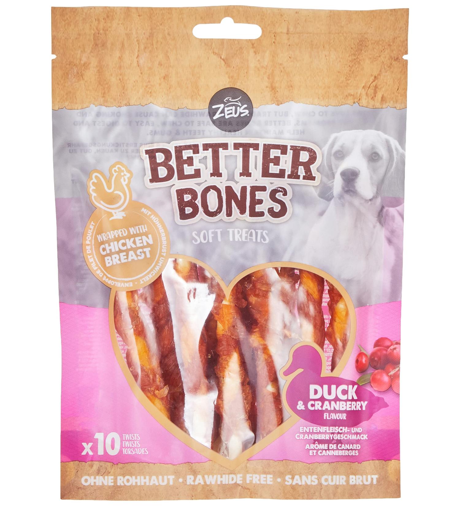 Zeus BetterBones Twisted Dog Chews - Duck & Cranberry Flavor 10cm 114g - Healthy Treats for Dogs - Buy Online on GoSupps.com