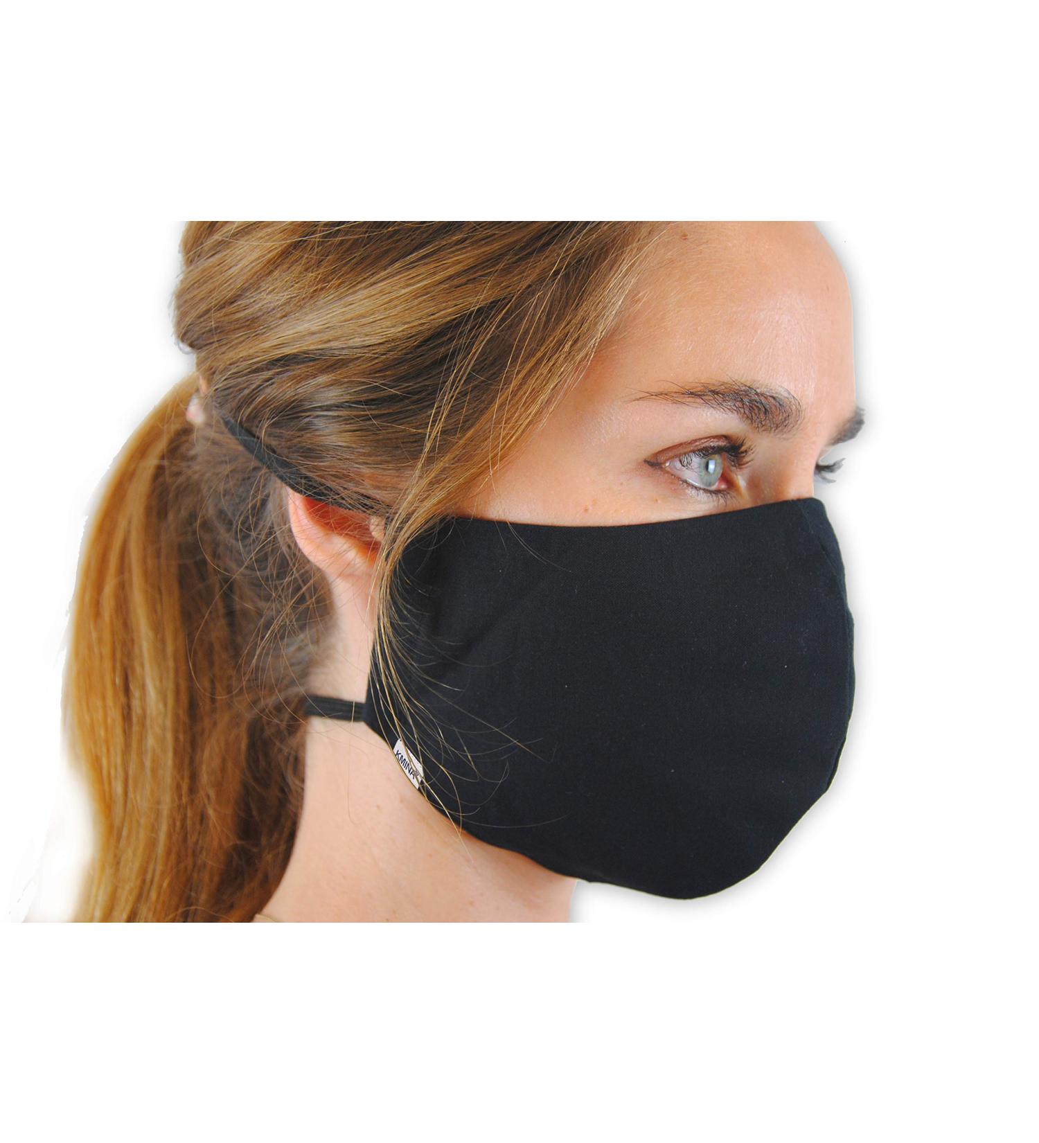 Kmina Pro Washable Face Mask (2 Pack) - Reusable Black Fabric Masks Gentle on Ears Made in Europe - Buy Online on GoSupps.com
