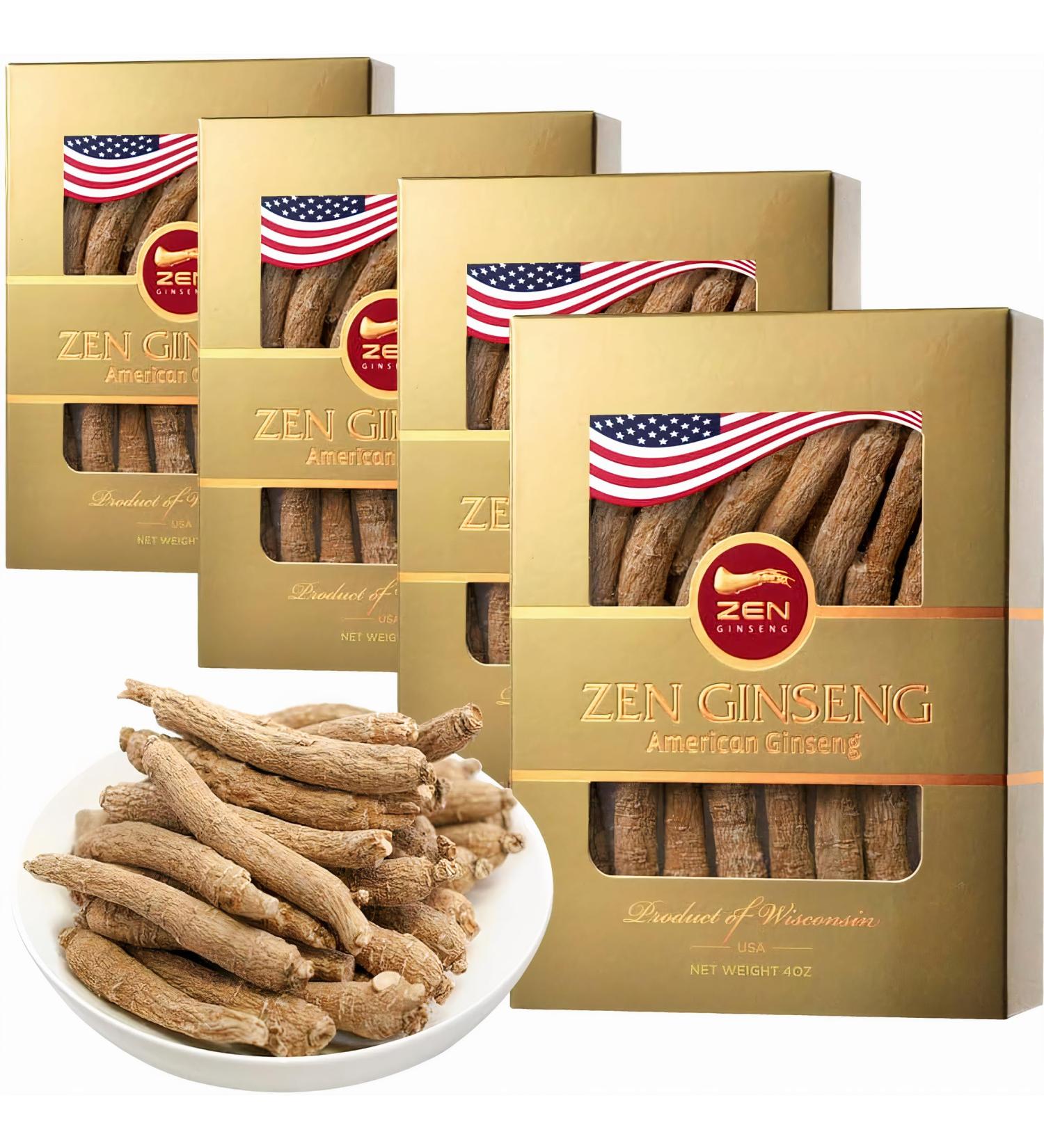 4 Boxes of American Wisconsin Ginseng - Small Long Root - Premium Quality Panax Ginseng. Boosts Body Immunity Energy for Men & Women (16oz) 4 Ounce (Pack of 4) - Buy Online on GoSupps.com