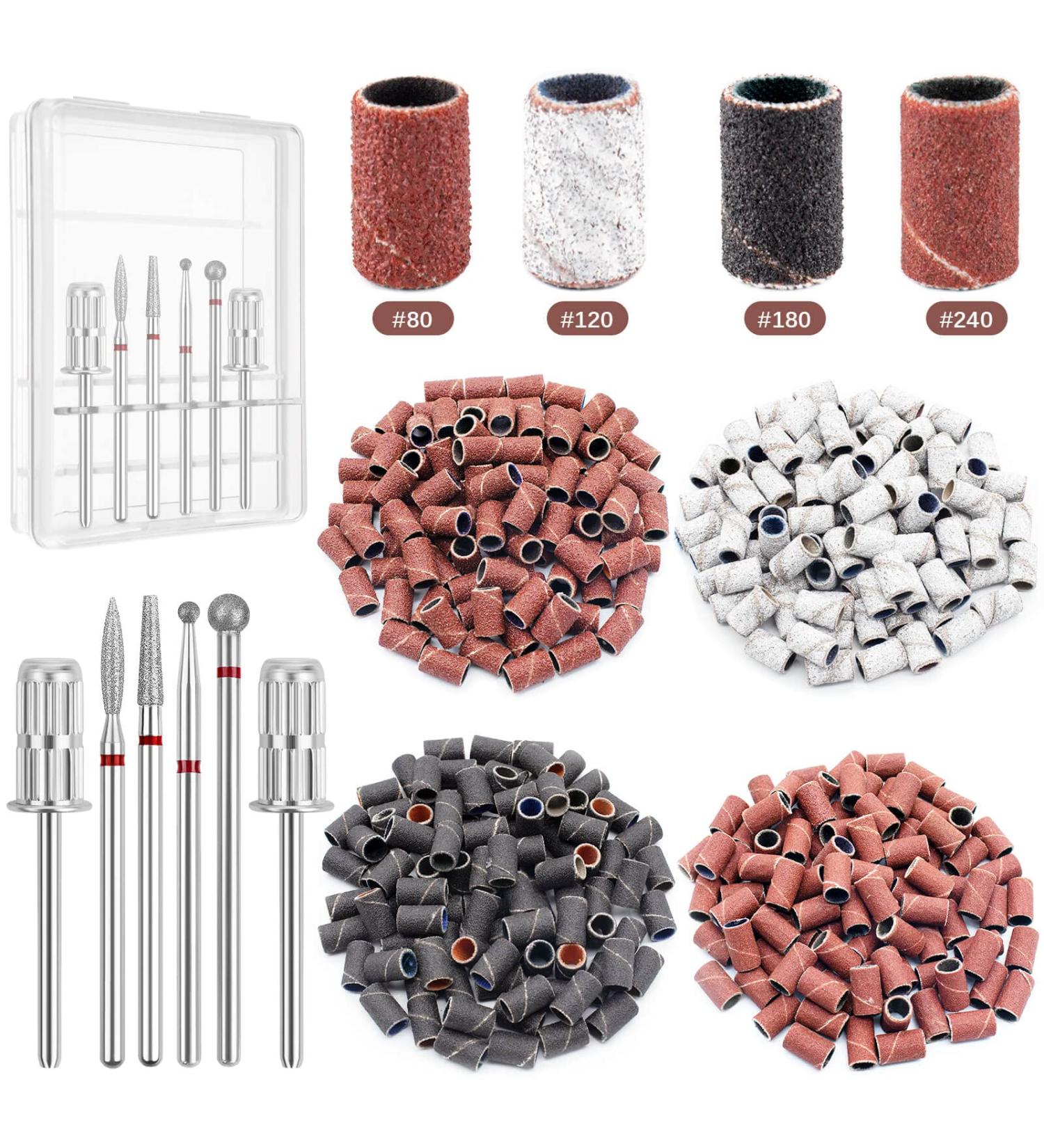 Grehge Nail Drill Bits Sanding Bands for Nail Drill Nail Sanding Bands with Cuticle Bit for Nail Drill Set Remove Acrylic Nails Gel and Cuticle Dead Skin Cleaner Tool for Manicures and Pedicures - Buy Online on GoSupps.com