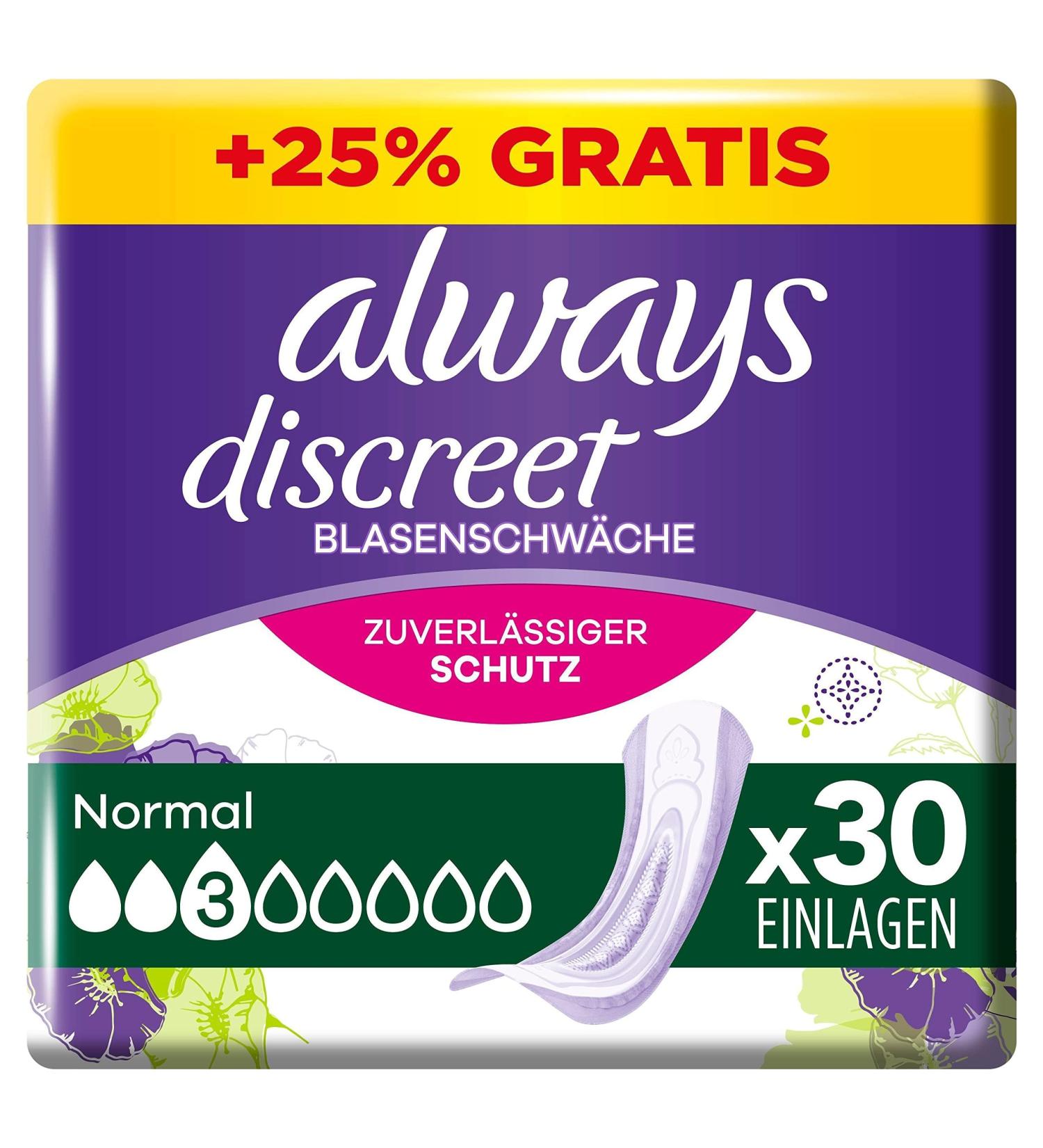 Always Discreet Incontinence Pads for Women - Normal 30 Pack | All-round Protection & Incredible Discretion - Buy Online on GoSupps.com