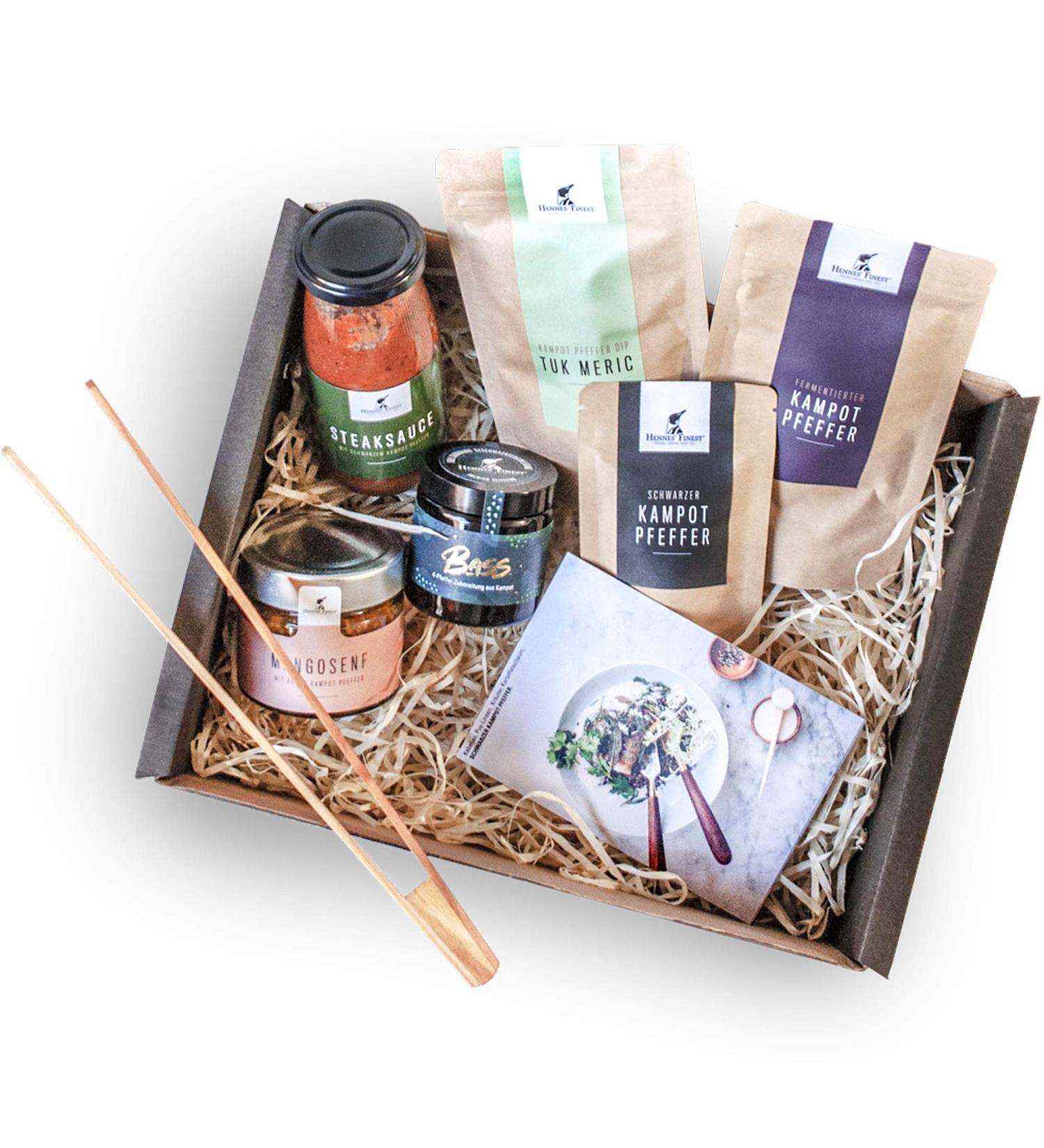 Buy Hennes FINEST LUSSUND BOX - Premium Grill & Pfanne Gift Set with Kampot Pfeffer Sauces & Accessories - International Shipping Available - Buy Online on GoSupps.com