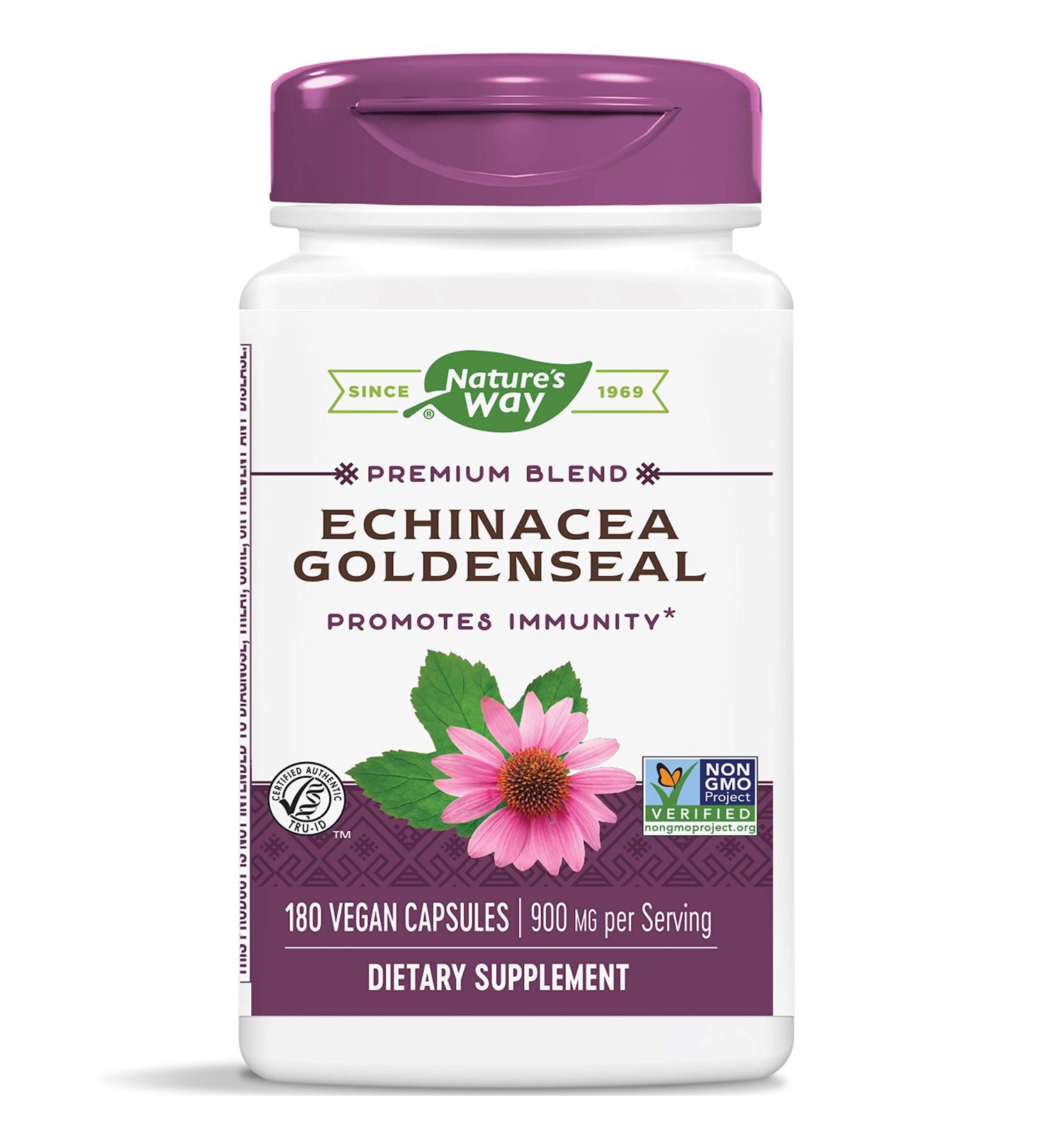 Buy Nature's Way Echinacea Goldenseal 900mg - 180 Vegan Capsules for Immune Support - Buy Online on GoSupps.com