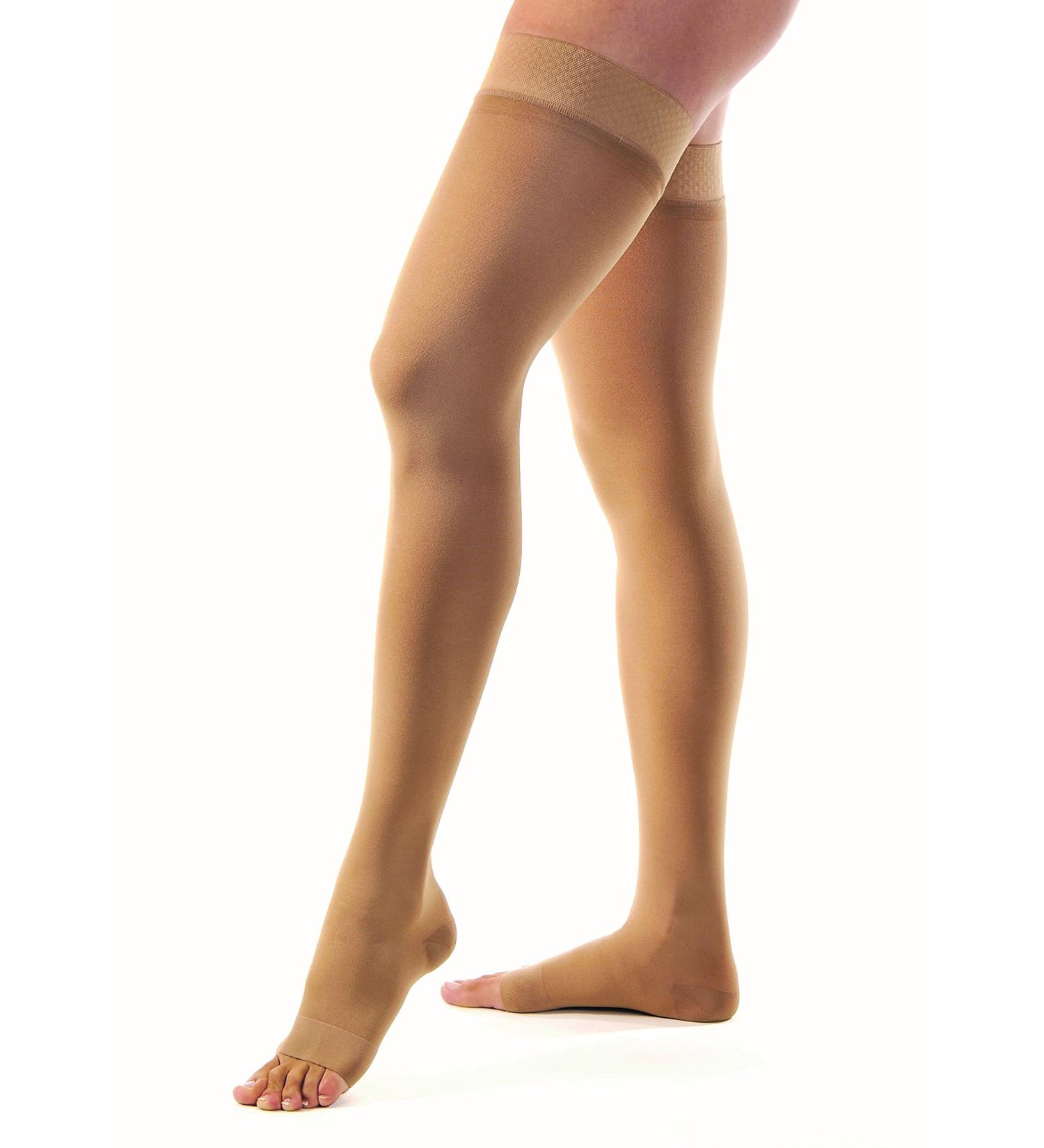 Jobst Relief Open Toe Thigh Highs - 30-40 mmHg Beige Large | Silicone Dot Band Compression Stockings for Improved Circulation - Buy Online on GoSupps.com