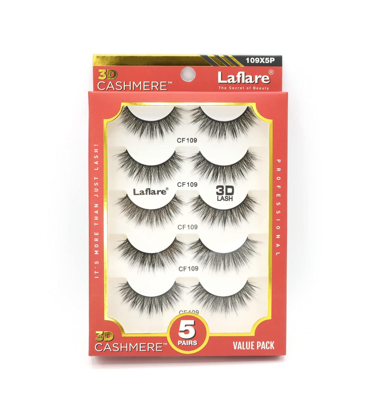 Laflare 3D Cashmere False Eyelashes Multipack - Ultra Soft and Luxurious 5 Pairs Value Pack (109X5P) - Cruelty-Free and Reusable Glam Fake Eyelashes - Buy Online on GoSupps.com