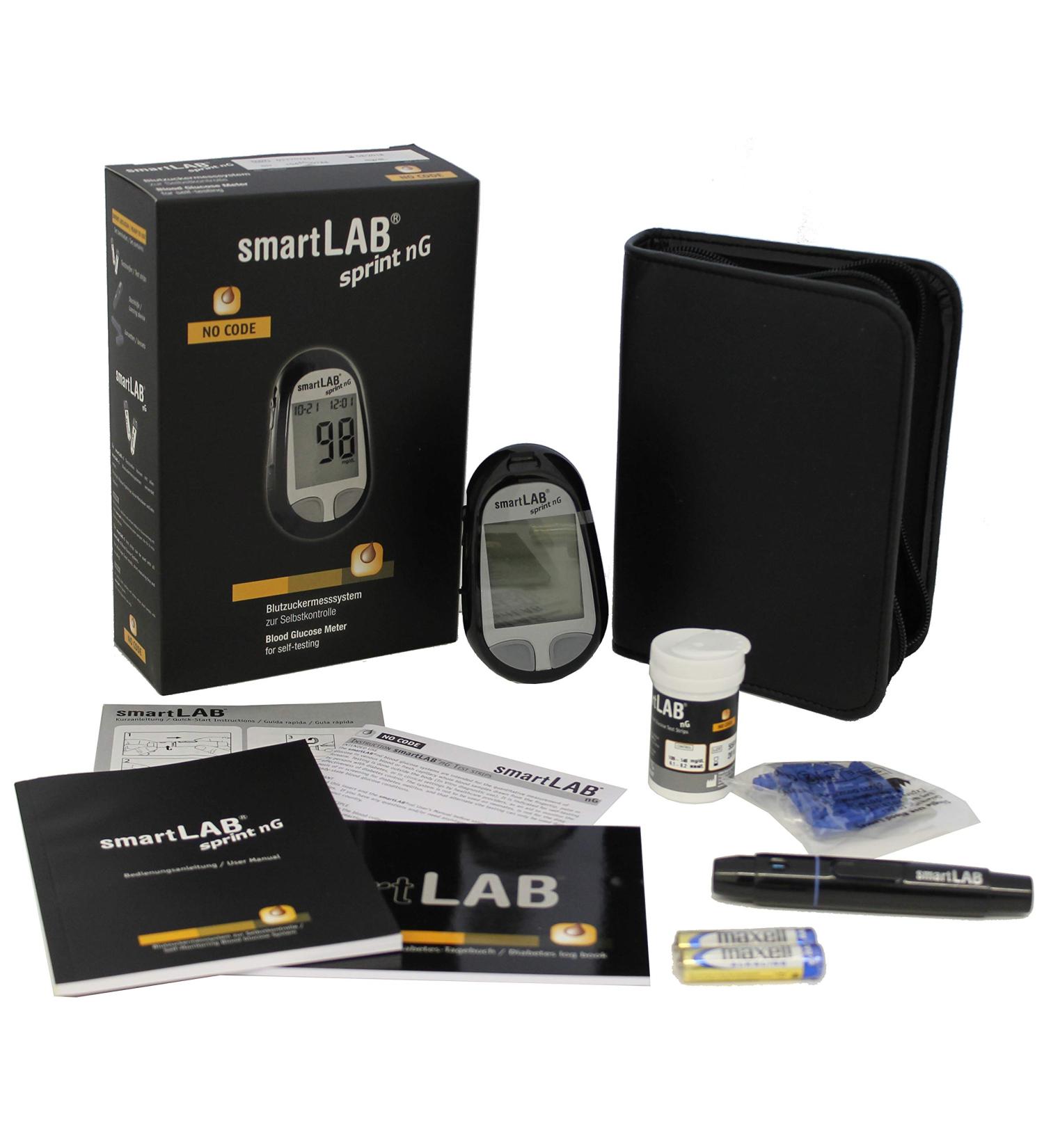 smartLAB Sprint nG Blood Glucose Meter Bundle - Includes 50 Test Strips & Lancets | Accurate mg/dL Monitoring for Diabetes Care - Buy Online on GoSupps.com