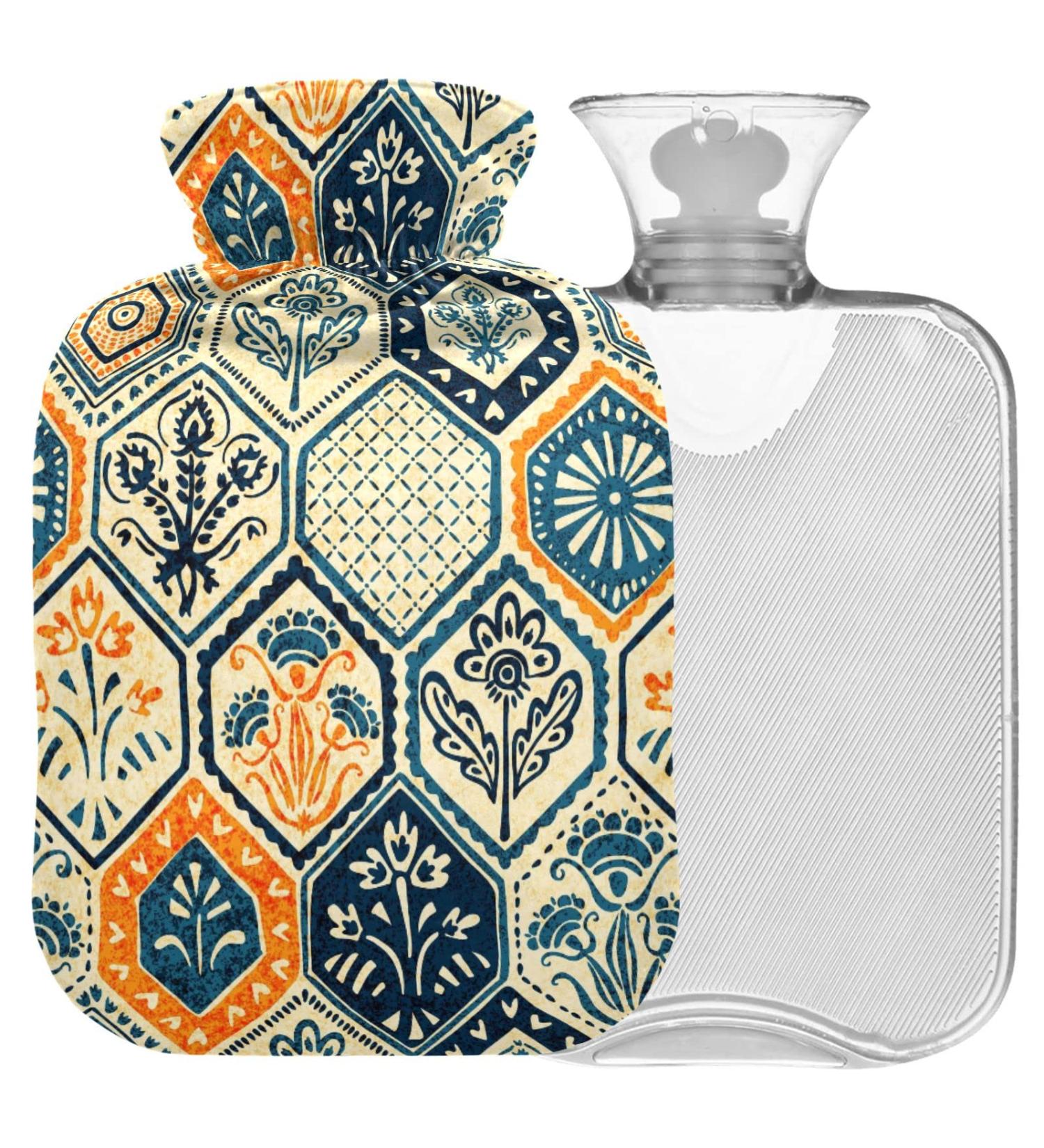 NAANLE Ethno-Patchwork Hot Water Bottle - 1L for Pain Relief & Therapy | Warm & Cool Comfort for Bed Hands & Feet - Buy Online on GoSupps.com