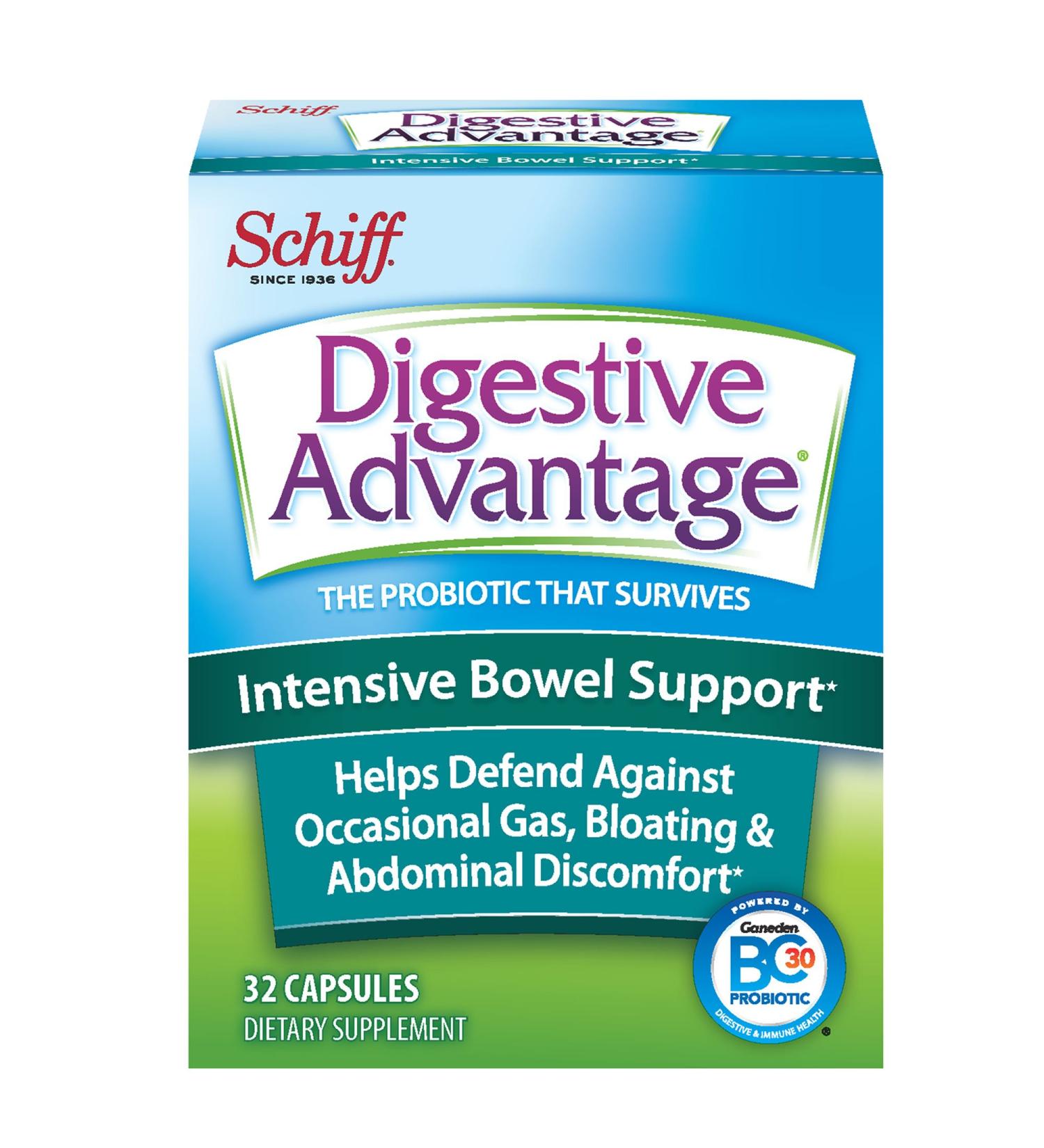 Intensive Bowel Support Probiotic Supplement - Digestive Advantage 32 Capsules | Relieve Gas Bloating & Abdominal Discomfort | Survives 100x Better - Buy Online on GoSupps.com