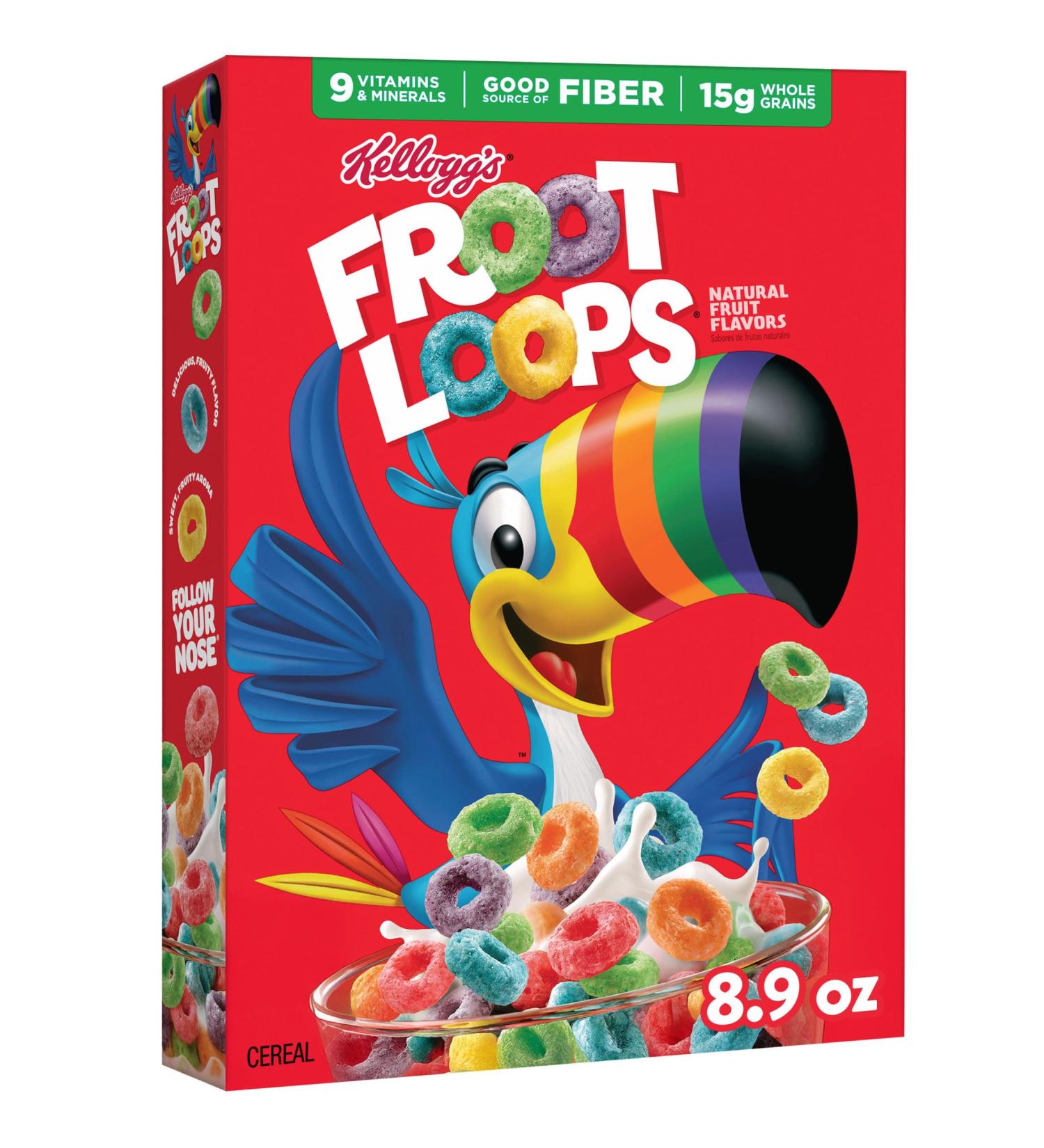 Kellogg's Froot Loops Bo te de c r ales pour petit d jeuner pour enfants petit-d jeuner familial original bo te de 252 ml - Buy Online on GoSupps.com