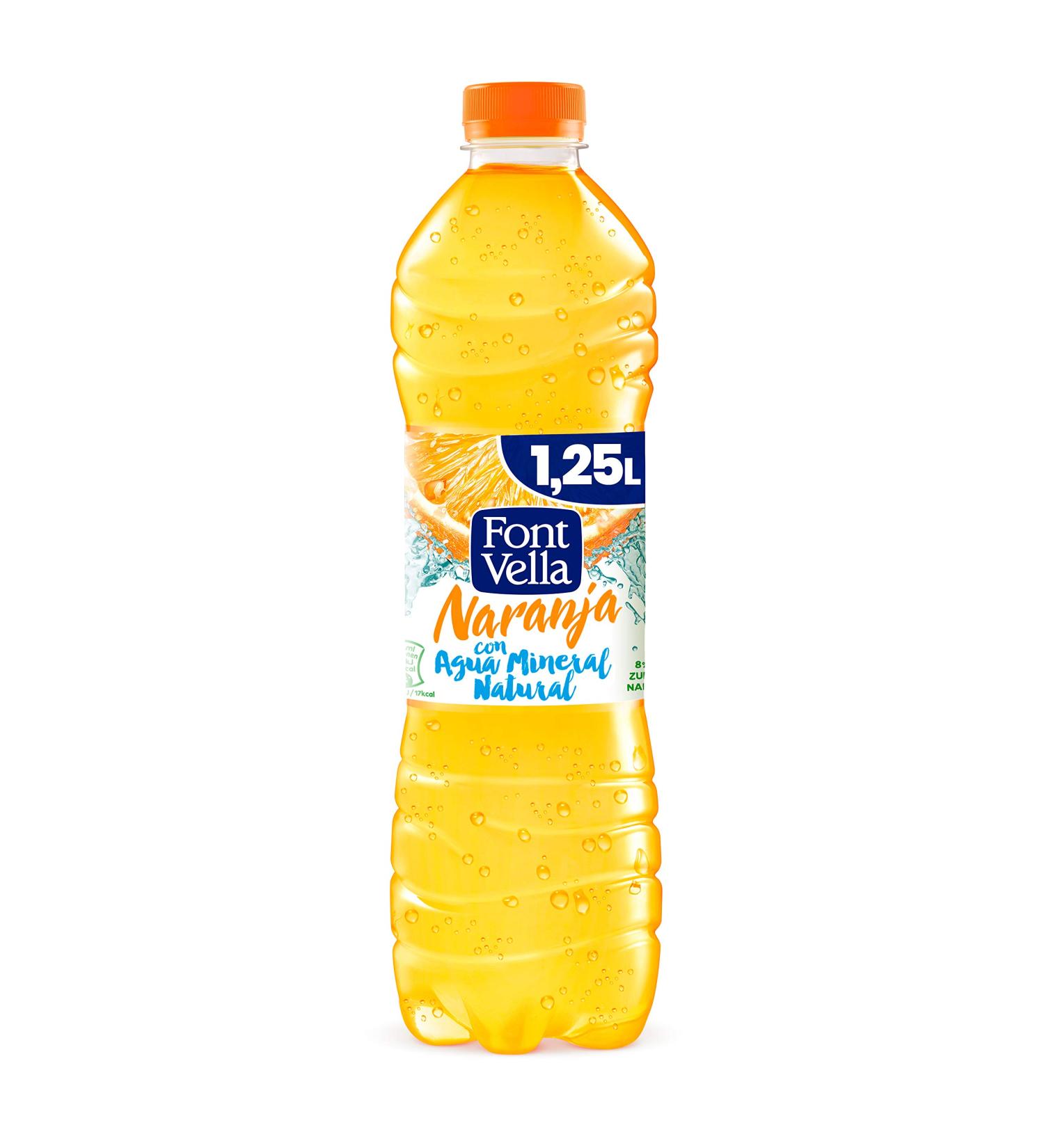 Font Vella Natural mineral water with orange juice 1.25 l - Buy Online on GoSupps.com