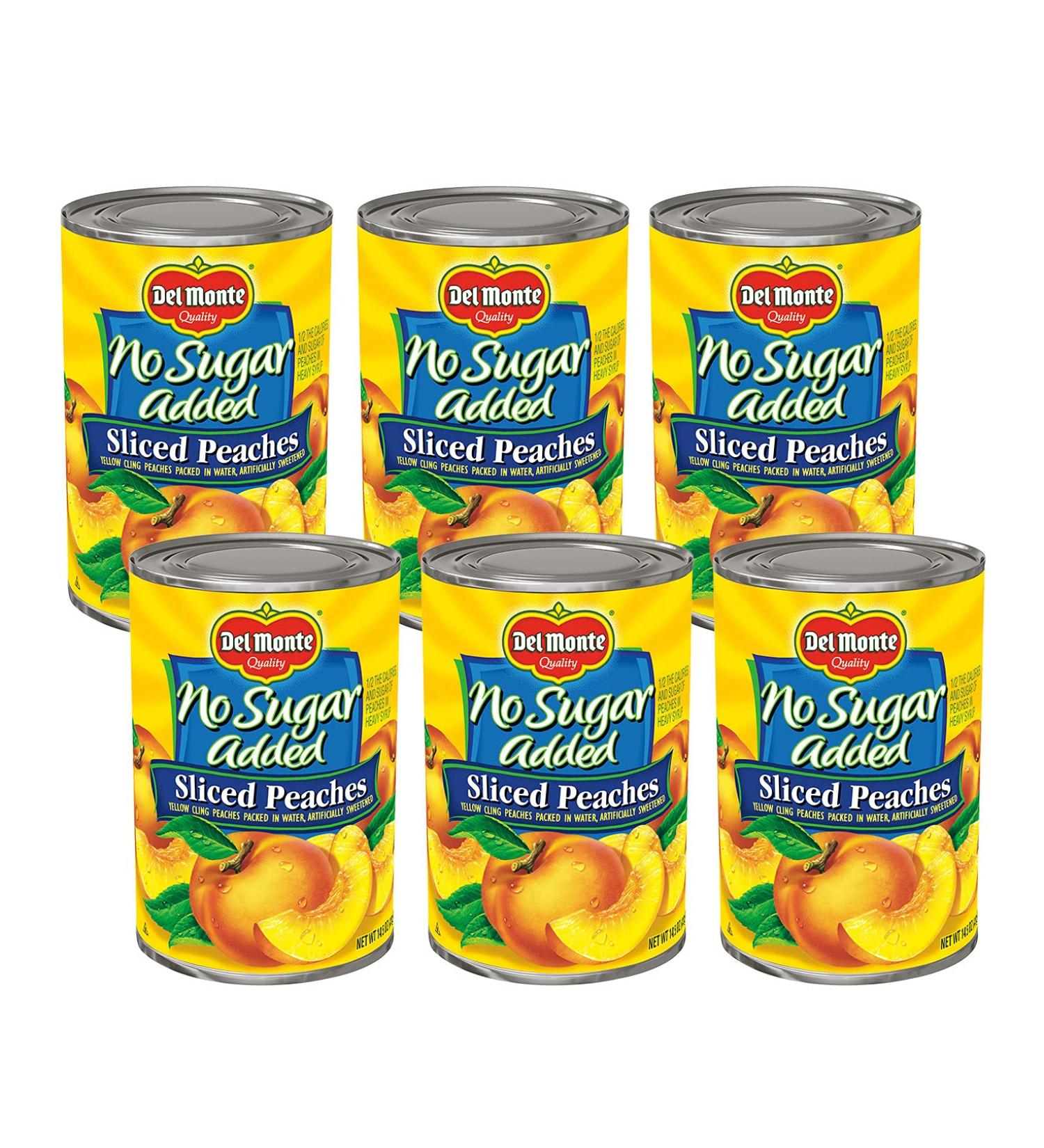 Del Monte No Sugar Added Yellow Cling Sliced Peaches 14.5 oz Can (Pack of 6) | Canned Fruit - Buy Online on GoSupps.com