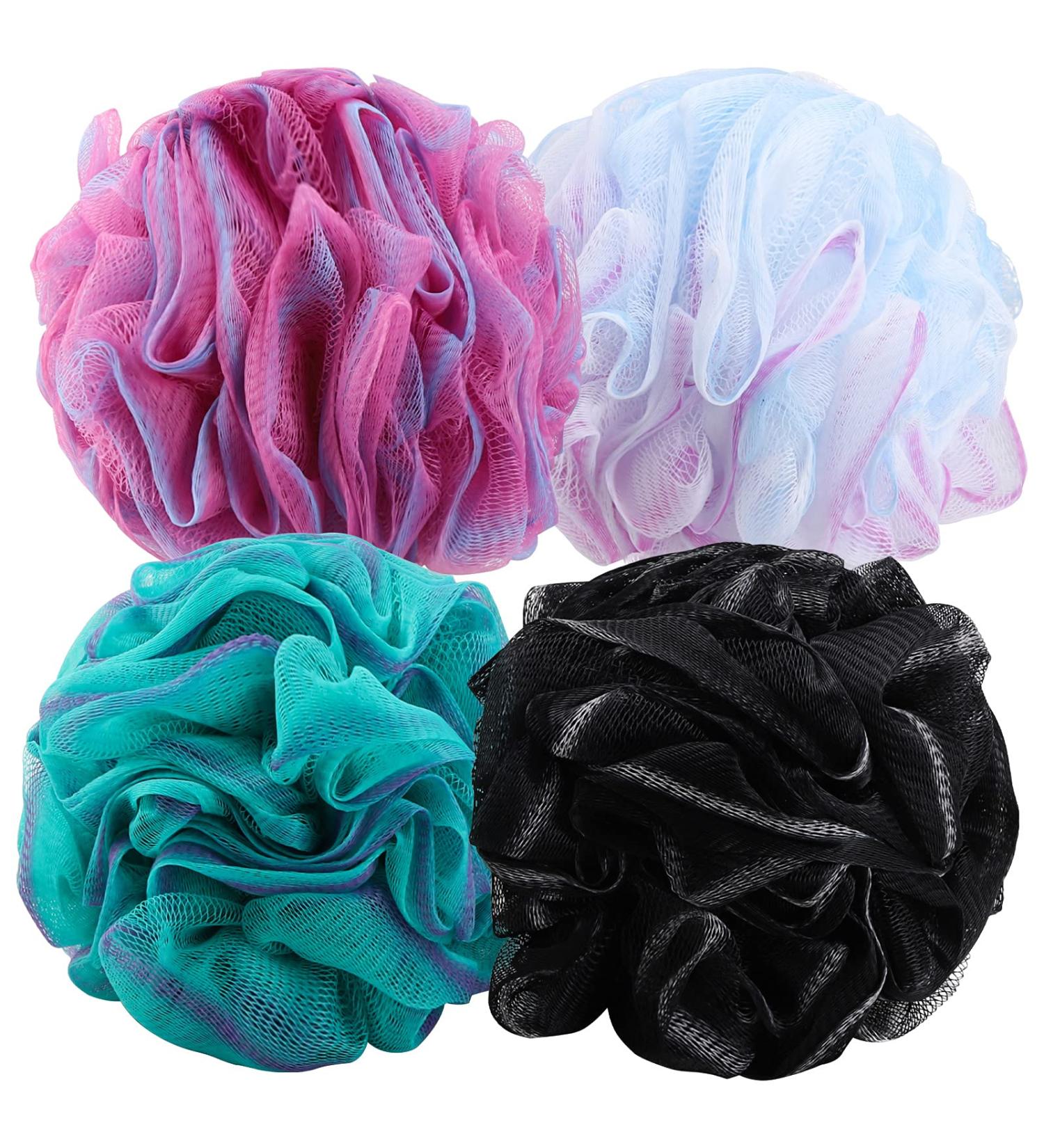 BTYMS 4-Piece Large Shower Loofahs - 75g Body Pouf Mesh Sponge for Bathing Style K - Perfect for Luxurious Cleansing - Buy Online on GoSupps.com