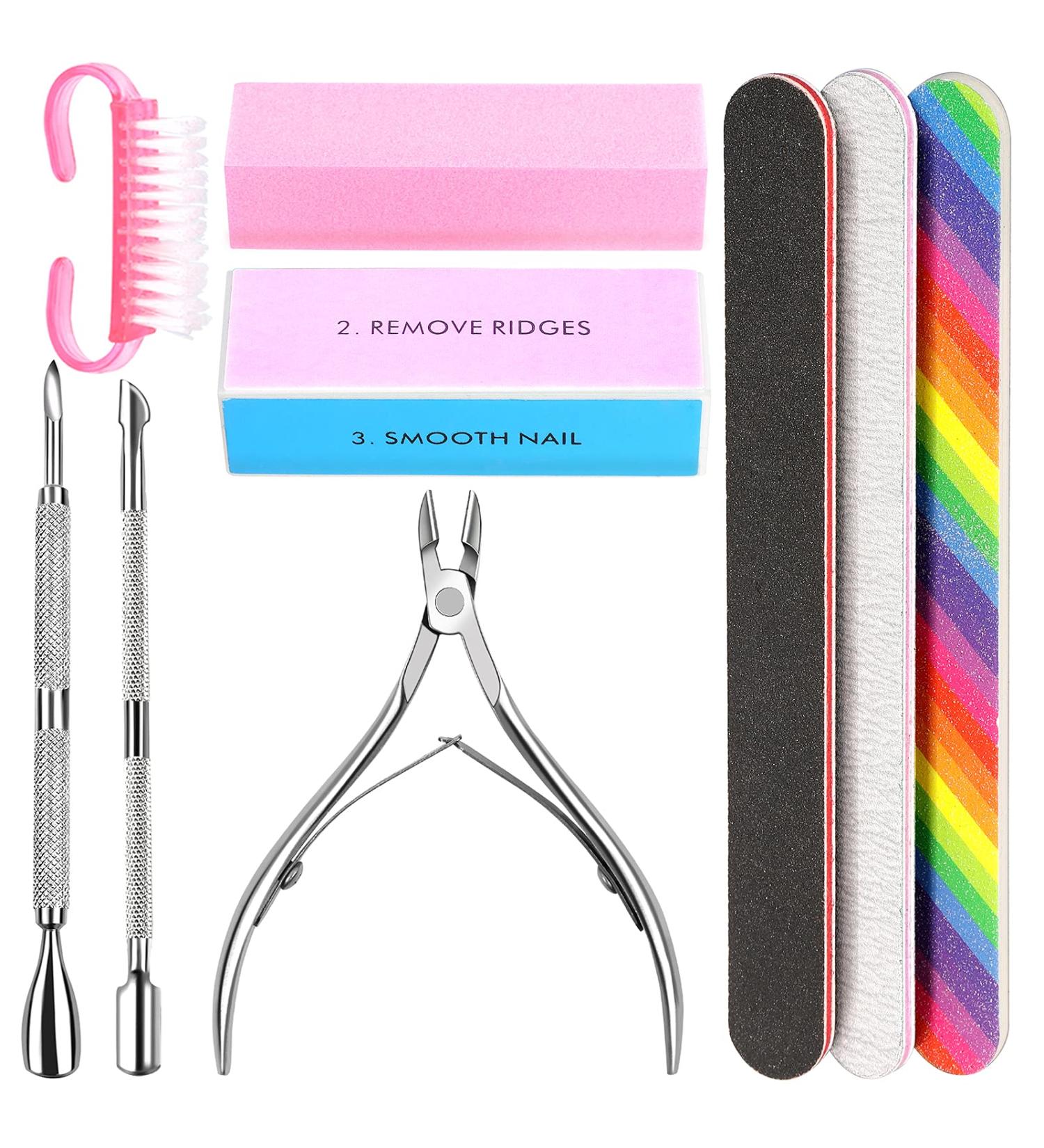 3pcs Double Sided Nail File and Buffer Set with Cuticle Nipper - Perfect Manicure Tool Kit in Pink - Buy Online on GoSupps.com