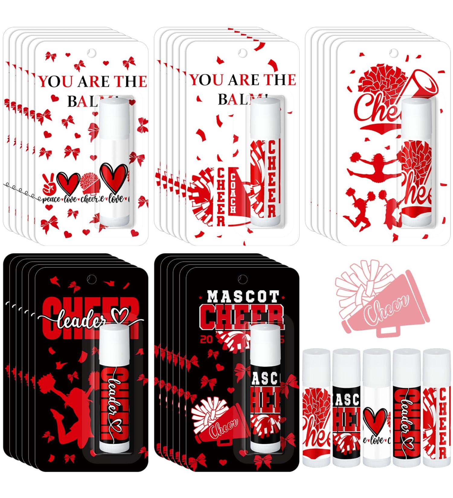 Loopeer 30 Pcs Red Valentine Cheers Lip Balm Cheer Teams Gifts Bulk Cheerleaders Party Stuff Cheerleading Camp Gifts Bulk for Cheerleaders Valentine Party Favors Stocking Stuffers - Buy Online on GoSupps.com