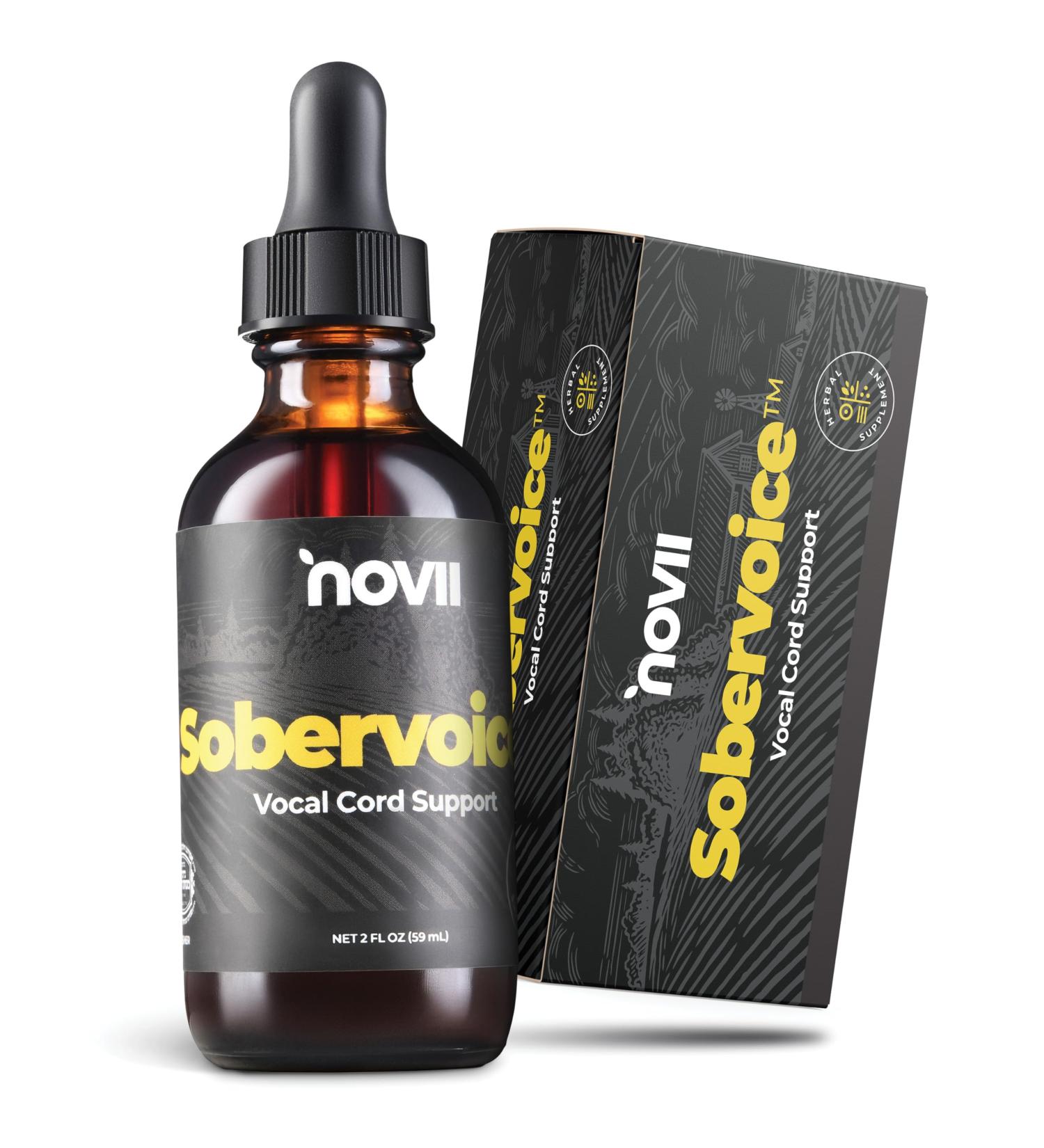 NOVII Sobervoice Ultimate Vocal Health Drops - Herbal Relief from Vocal Strain Dryness & Hoarseness - Voice Enhancing Booster Drops Vocal Relief for Singers Speakers Performers 2 fl. oz. - Buy Online on GoSupps.com