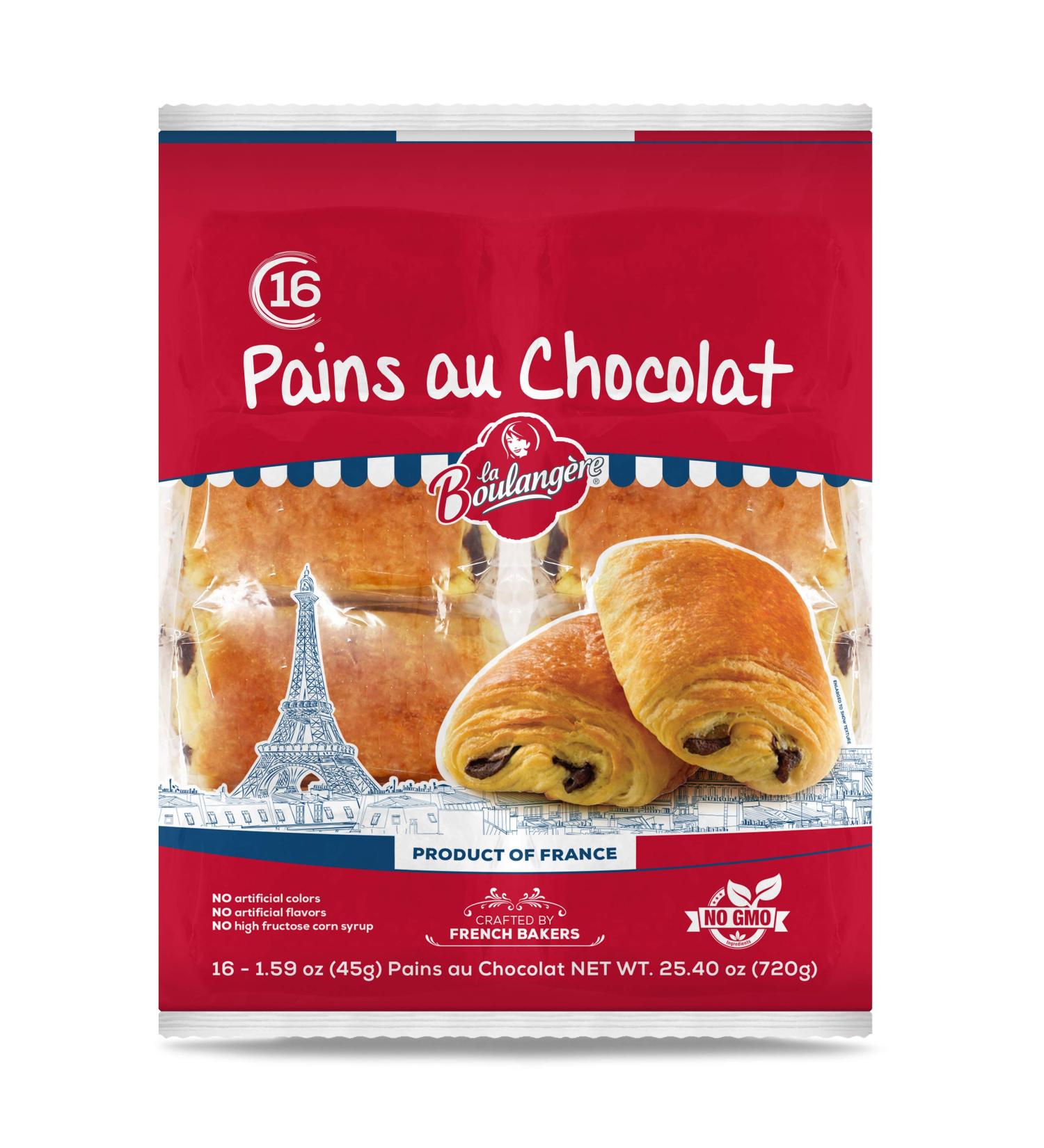 La Boulangere Pains Au Chocolat - 16-Count Individually Wrapped Chocolate Croissants - Buy Online on GoSupps.com