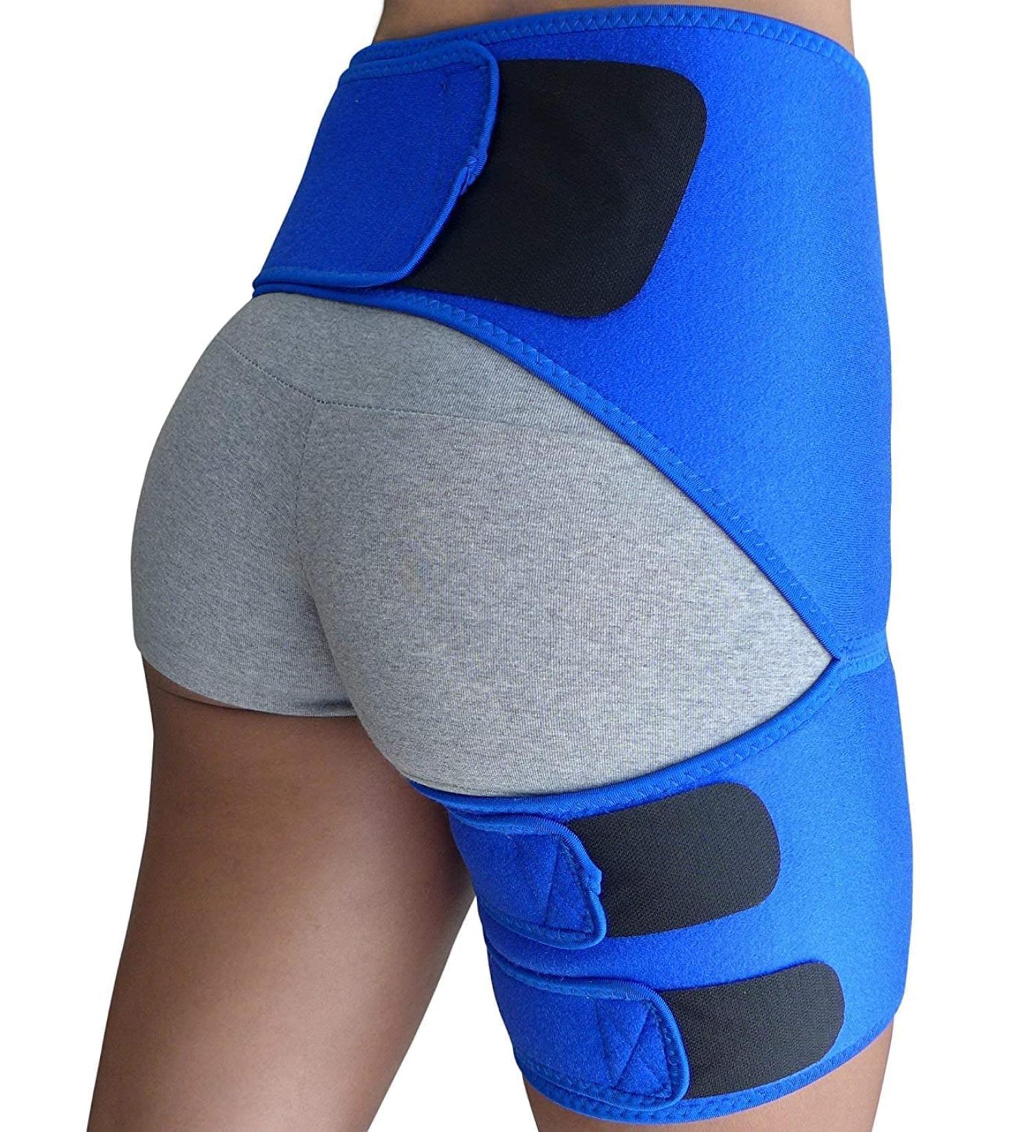 Hip Brace for Sciatica Pain Relief | Compression Support Wrap for Thigh Groin & Hamstring Injuries | Sacroiliac Joint Stabilizer for Men & Women (Blue - Buy Online on GoSupps.com