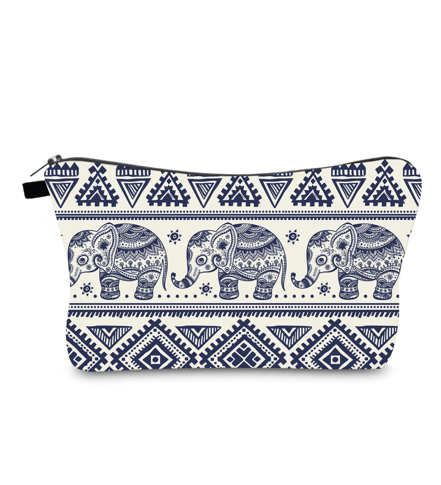 Elephant Print Makeup Bag - Small Travel Cosmetic Organizer for Women - Waterproof Toiletry Storage - Buy Online on GoSupps.com