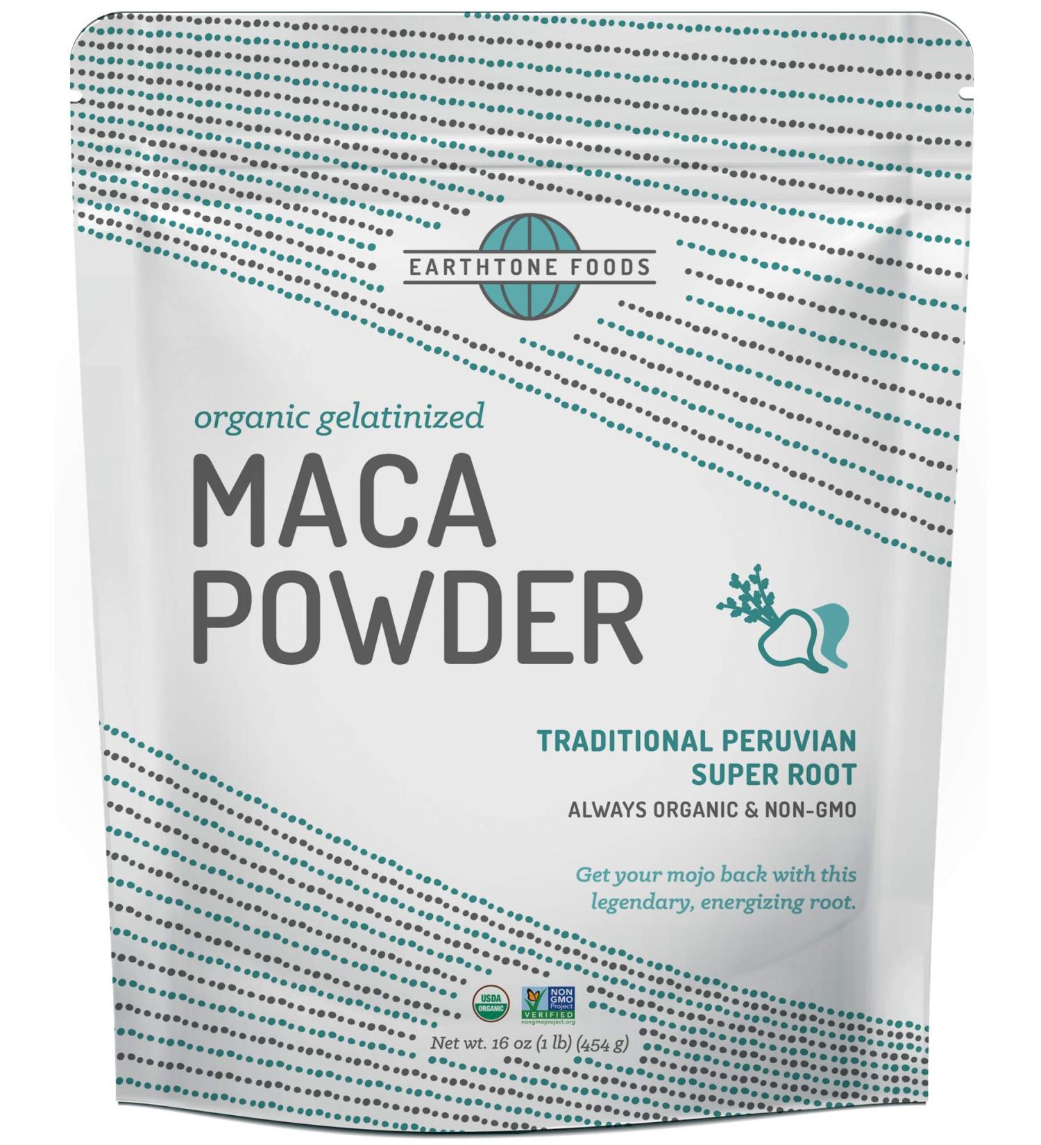 Organic Gelatinized Maca Powder | Earthtone Foods 16 oz | Superfood for Energy & Hormonal Balance - Buy Online on GoSupps.com