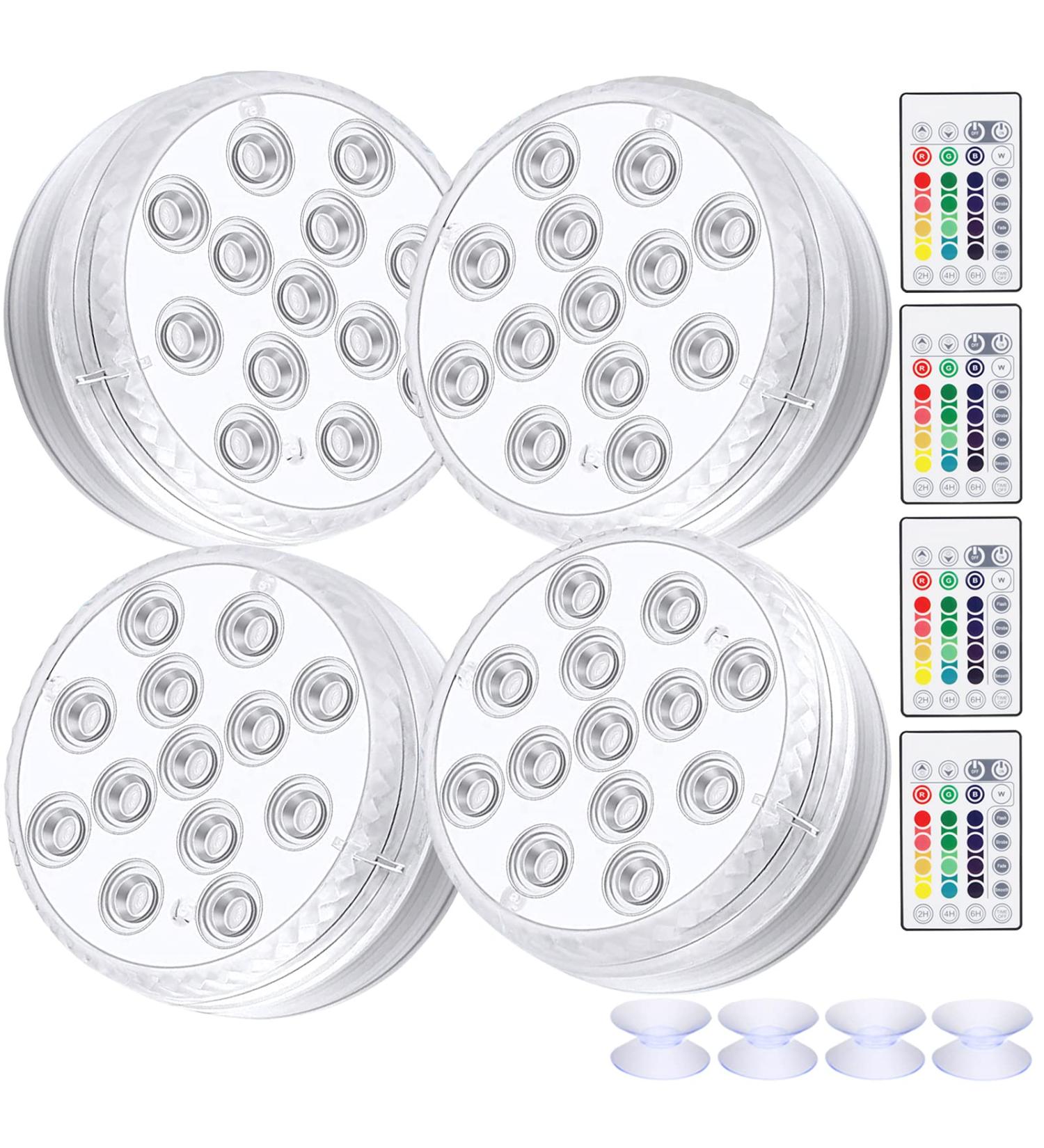 Buy Aled Light Underwater LED RGB Lights - 4 Waterproof Multi-Color Pond Lights with Remote Control & Suction Cups for Fish Tank & Vase Decoration - Buy Online on GoSupps.com