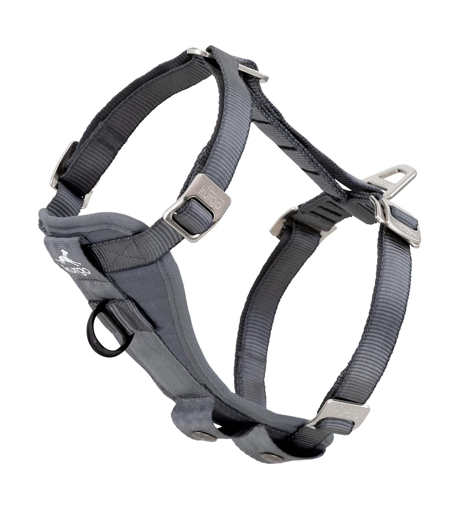 Kurgo Tru-Fit Car Safety Harness for Dogs - Padded Chest Panel D-Ring & Seat Belt - Size XS Gray - Safe Travel for Pets - Buy Online on GoSupps.com