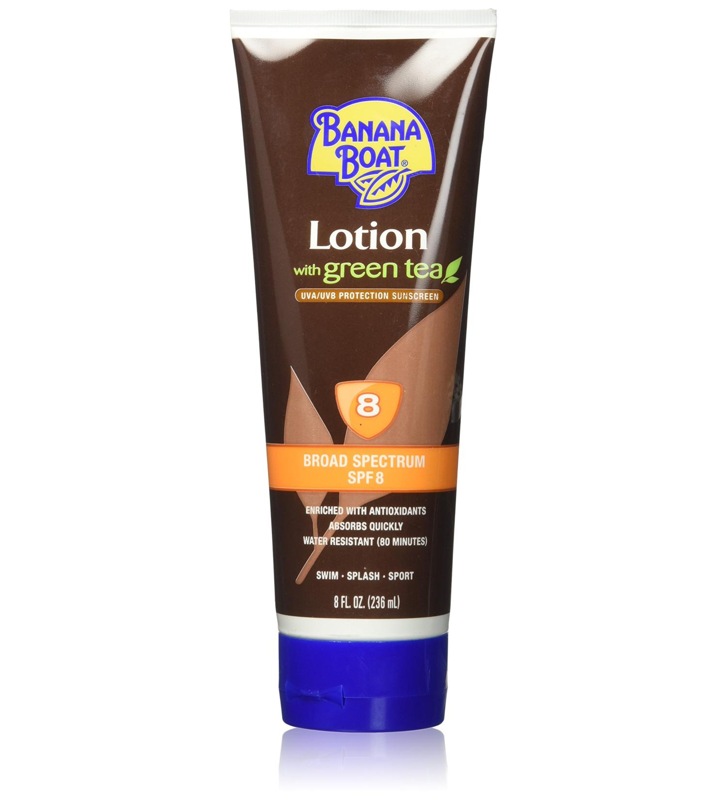 Banana Boat Lotion with Green Tea  8 Ounces Broad Spectrum Sunscreen SPF 8