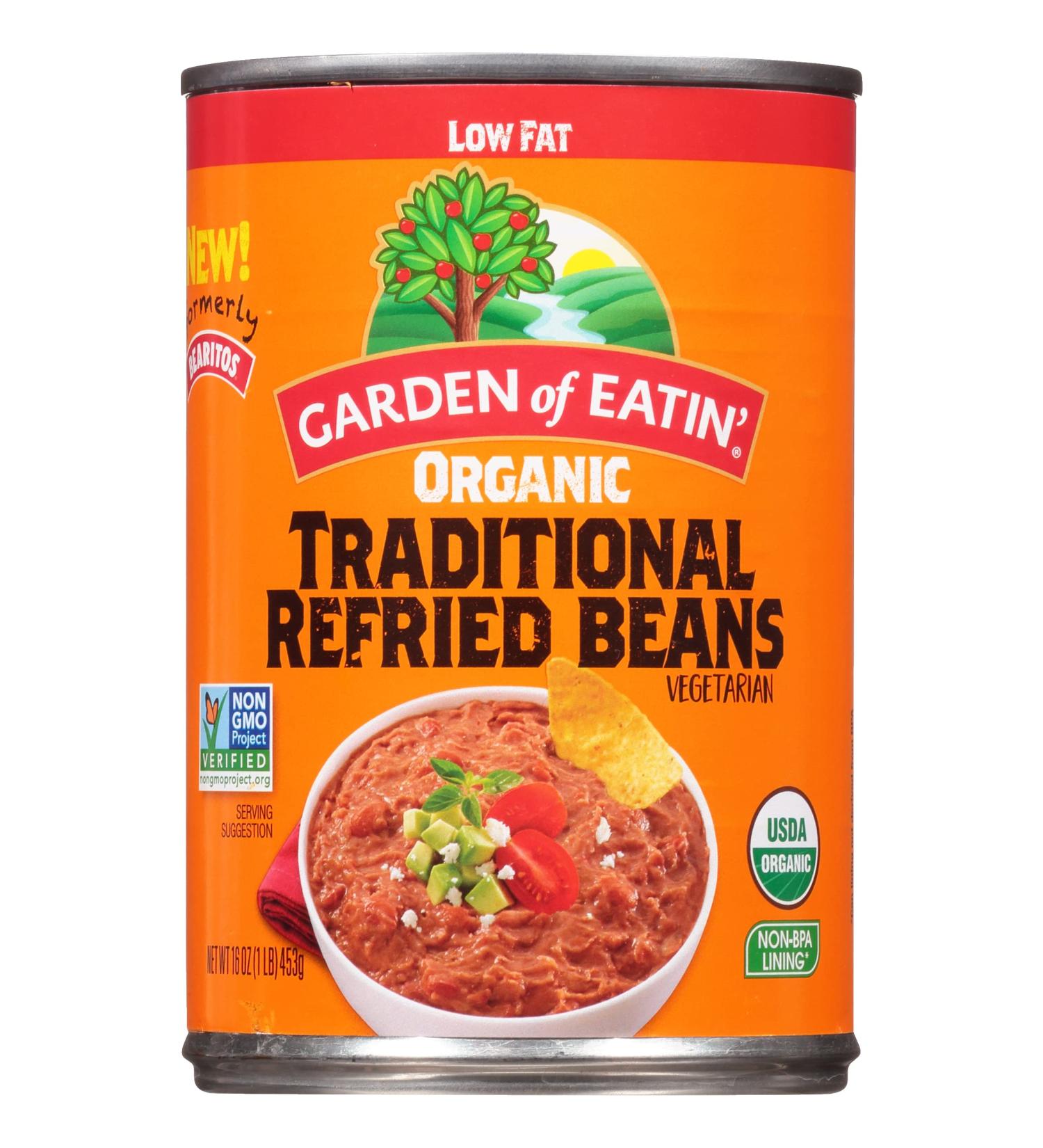 Bearitos Organic Low Fat Traditional Refried Beans 16 oz (Pack of 12) - 12-Pack 1lb Cans - Buy Online on GoSupps.com