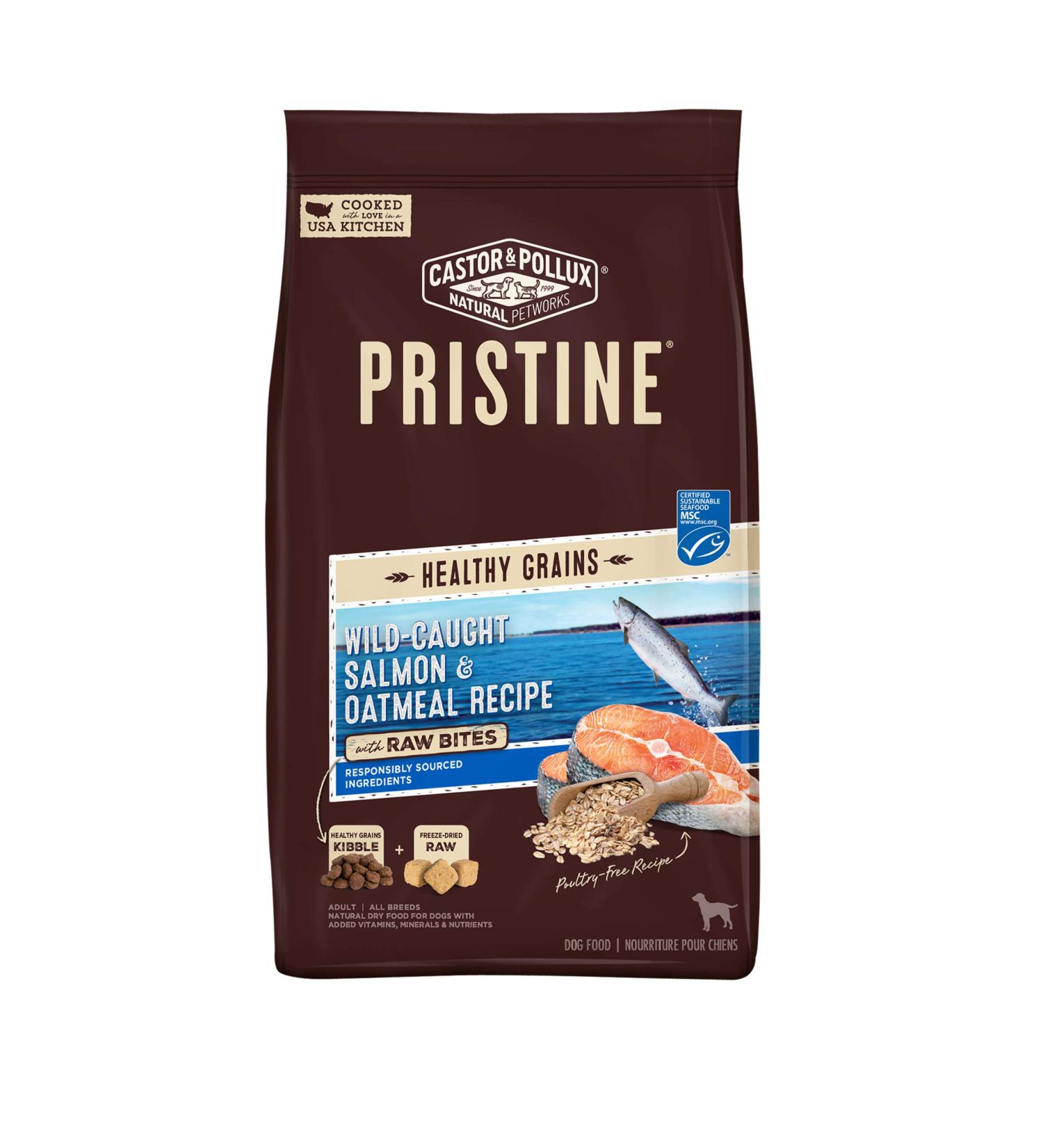 Pristine Wild-Caught Salmon & Oatmeal Dog Food with Raw Bites - 4 lb | Healthy Grains - Buy Online on GoSupps.com