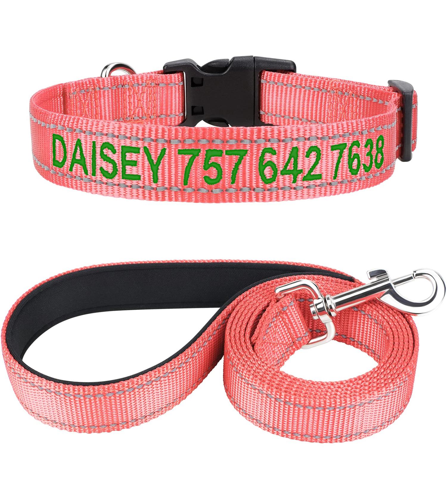 Tagme Personalized Reflective Dog Collar & Leash Set - 1.5m Double-Sided for Large Dogs - Safe & Stylish | International Shipping Available - Buy Online on GoSupps.com