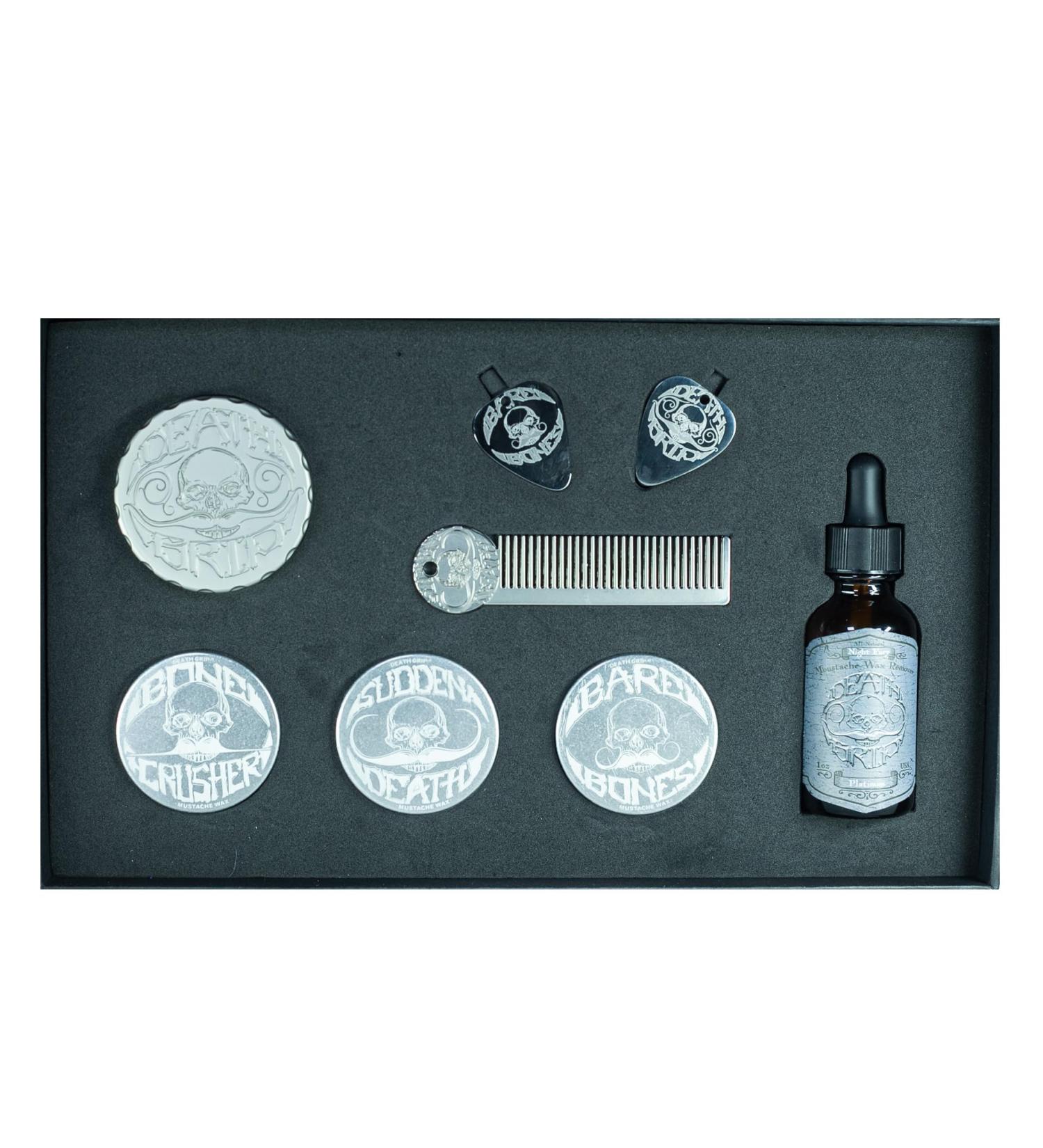 Death Grip Platinum EDC Mustache Wax Kit - Refillable Wax Inserts for Superior Grooming | International Shipping Available - Buy Online on GoSupps.com