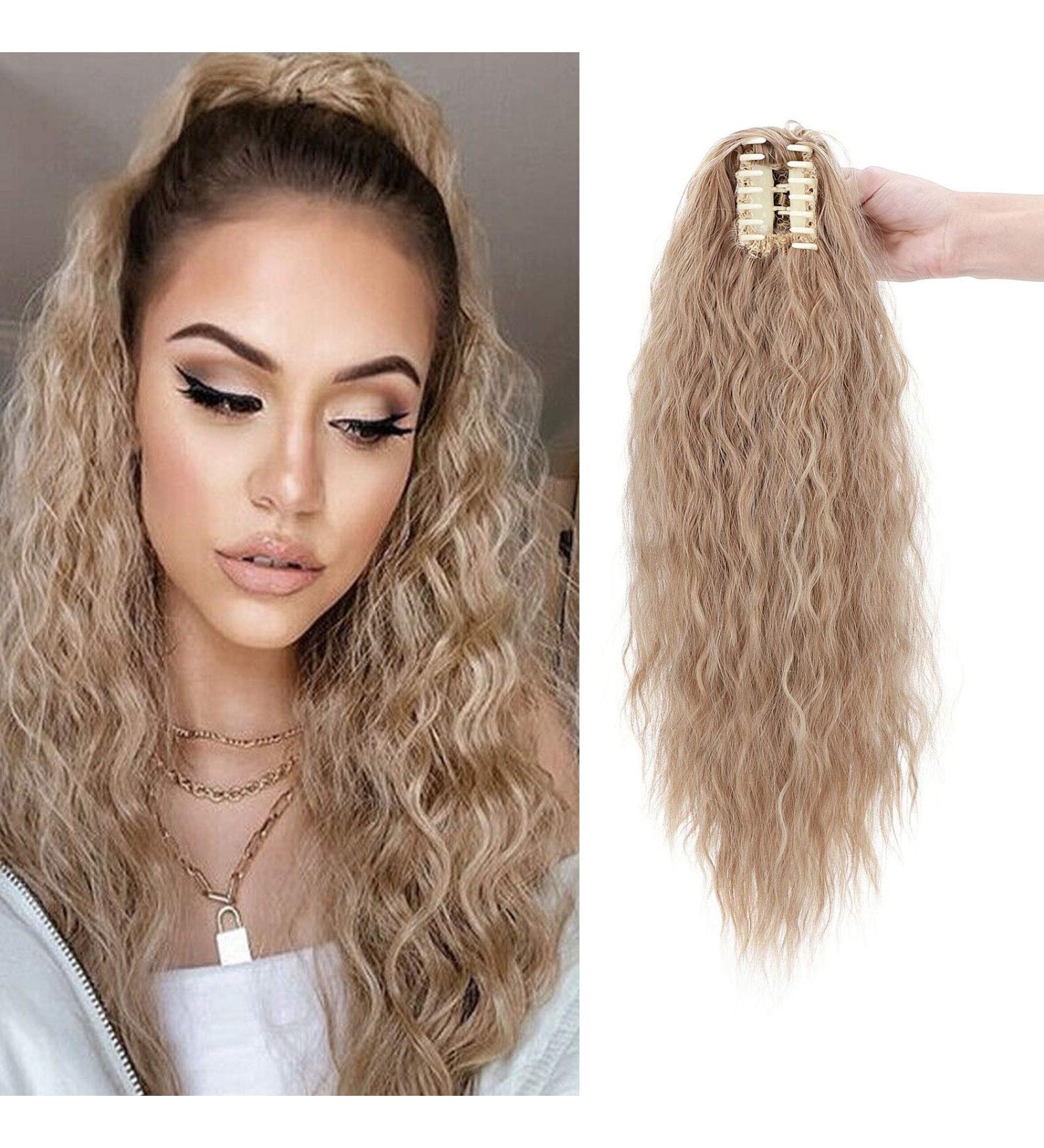 Claw Ponytail Hair Extension - Real Hair 60 cm Light Brown & Ash Brown Mix for Women - Buy Online on GoSupps.com
